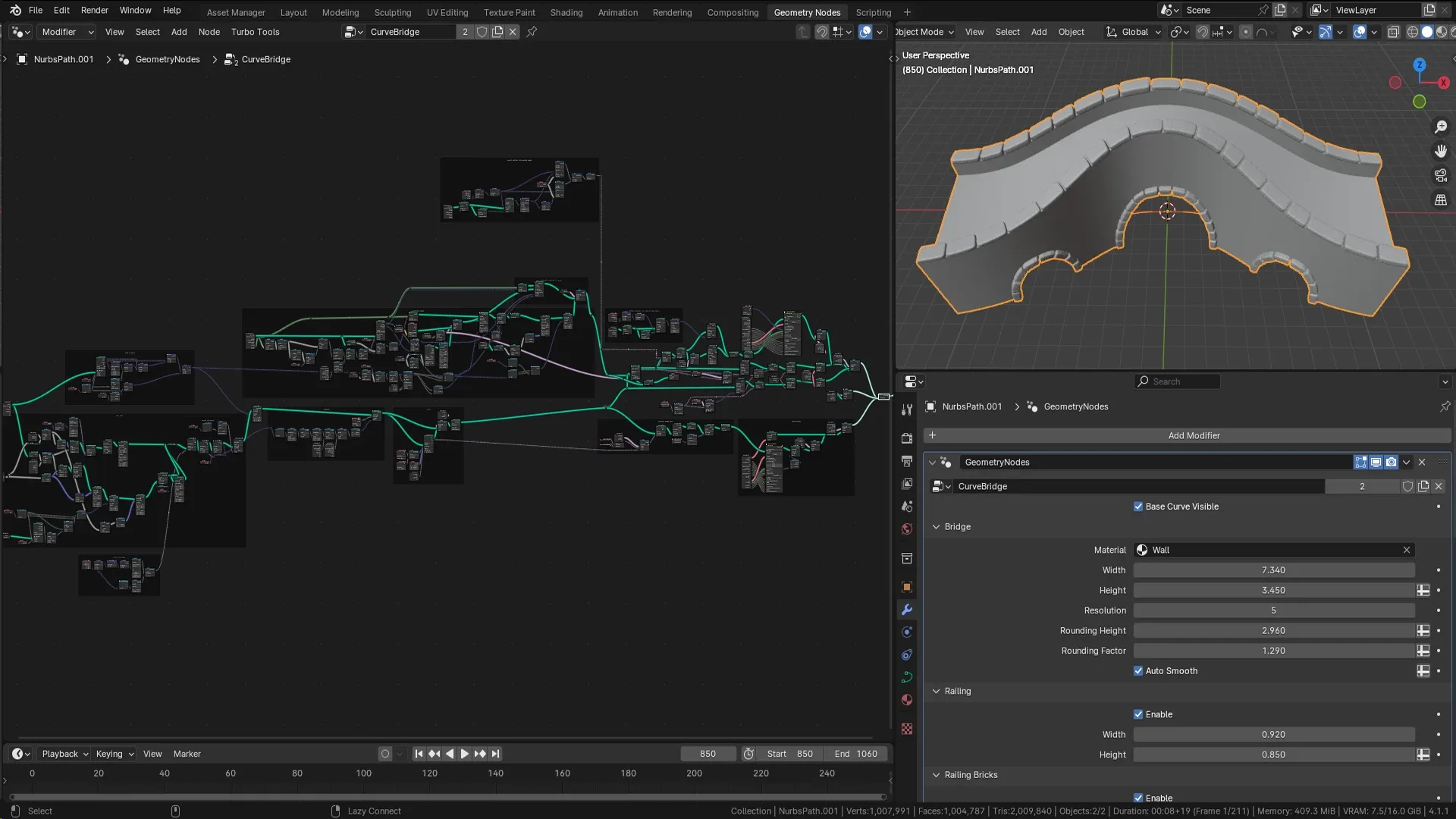 3D Tudor Bridgify - Blender Bridge Geometry Node - Revolutionize Your Bridge Building