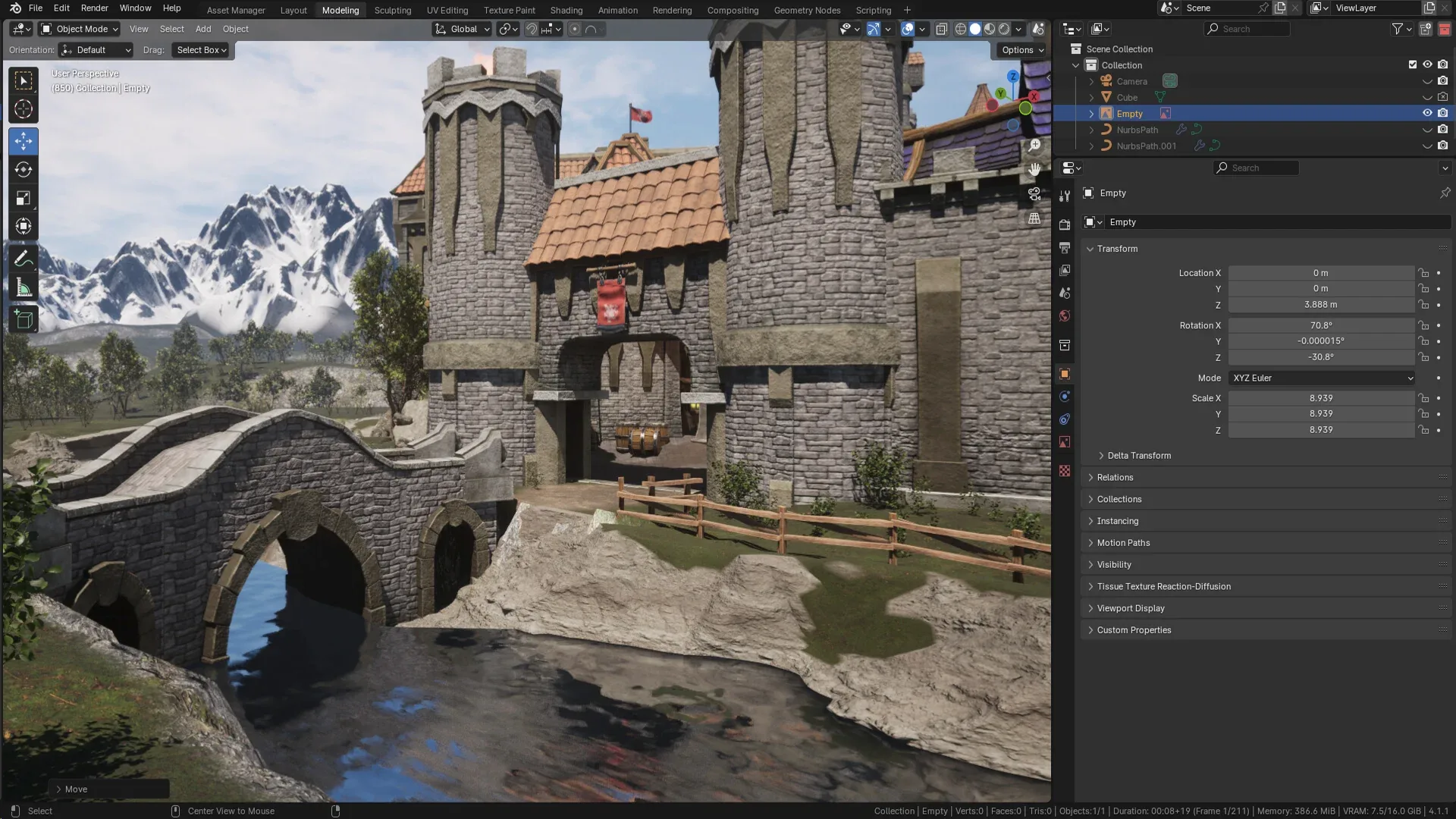 3D Tudor Bridgify - Blender Bridge Geometry Node - Revolutionize Your Bridge Building