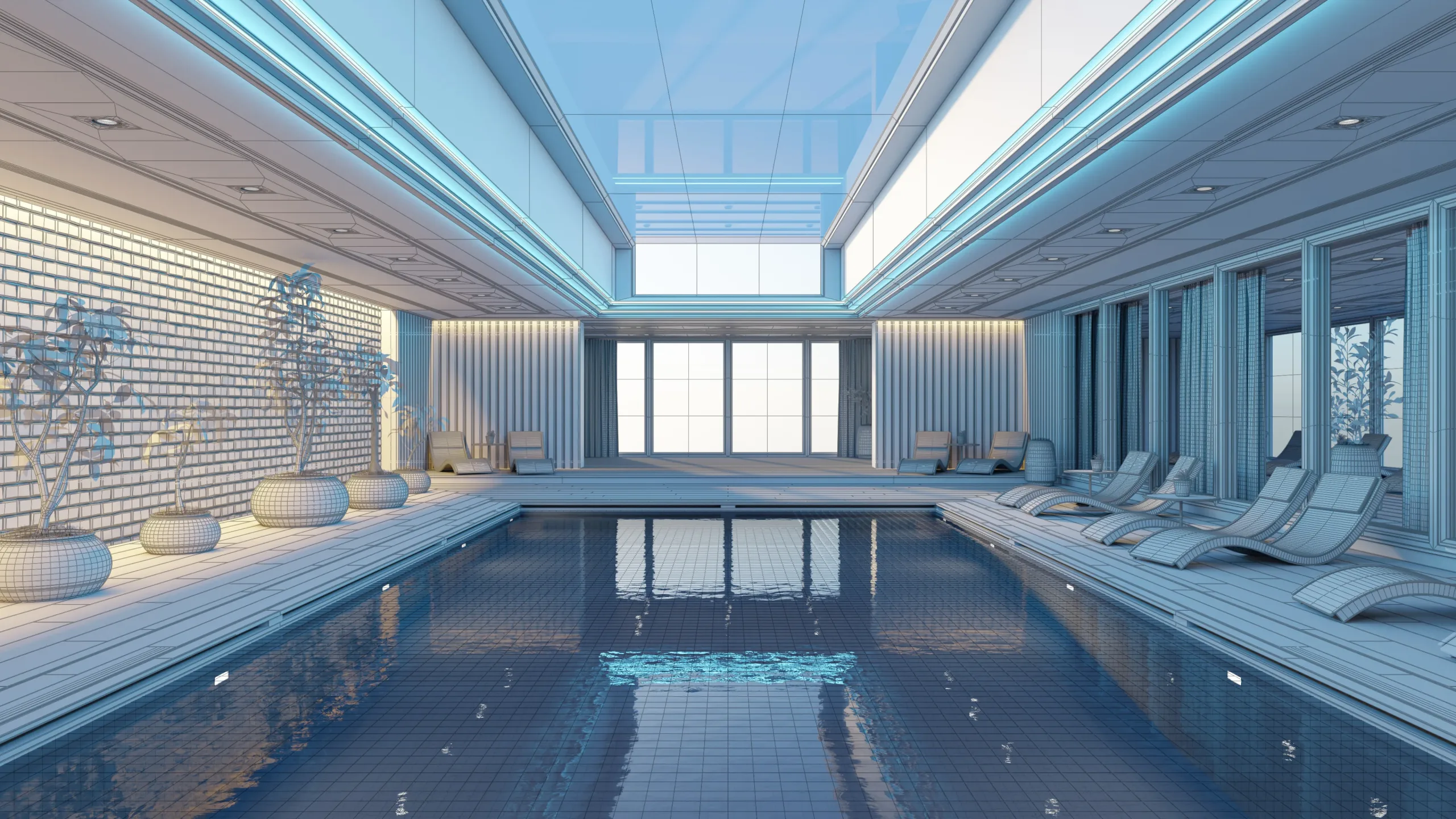 Ultramodern Luxury Swimming Pool 3D model (blend - fbx - obj)