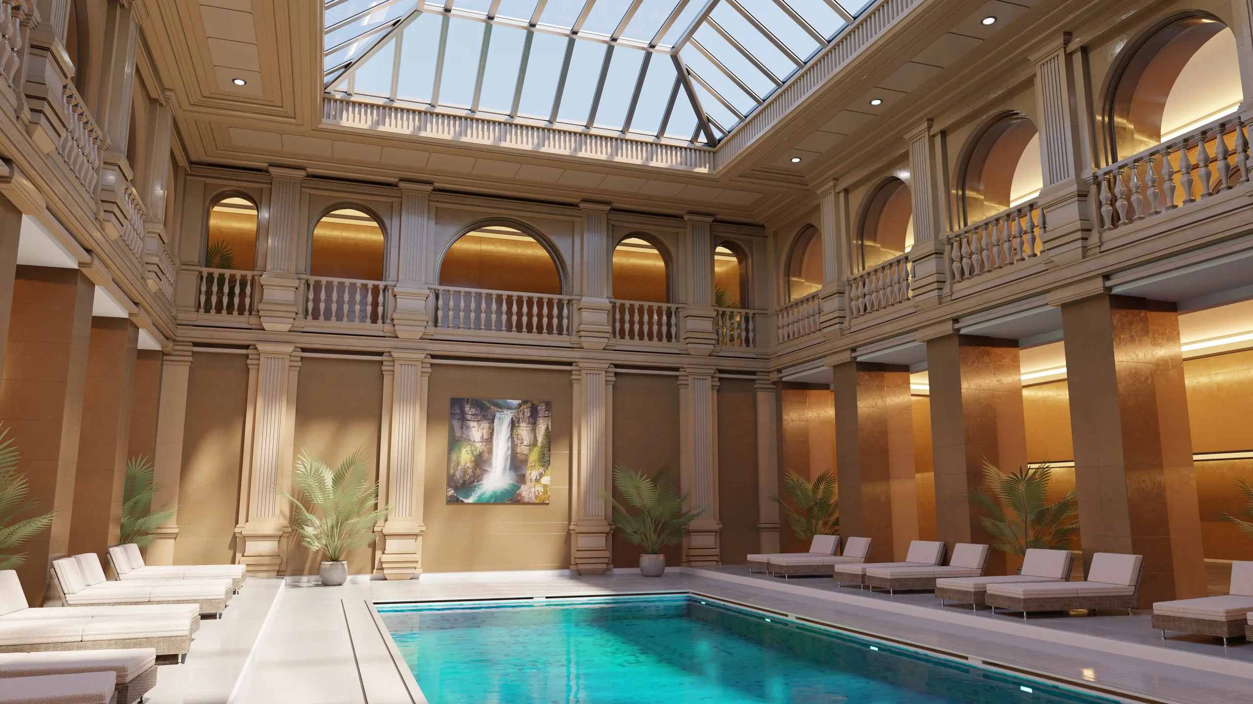 Classic Luxury Swimming Pool 3D model (blend - fbx - obj)