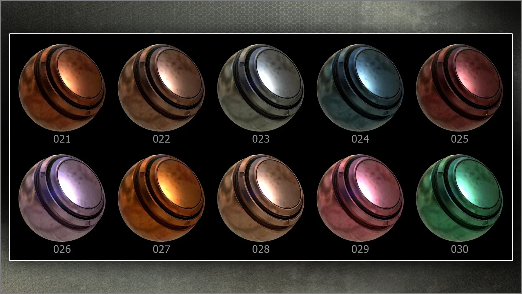 Megapack: 100 Metal smart materials for Substance Painter