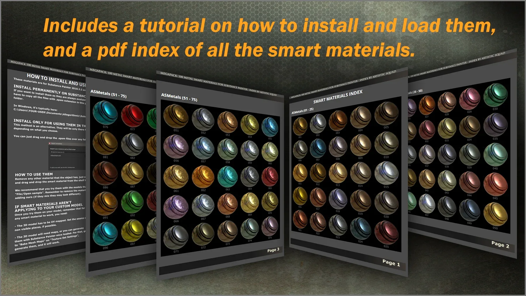Megapack: 100 Metal smart materials for Substance Painter