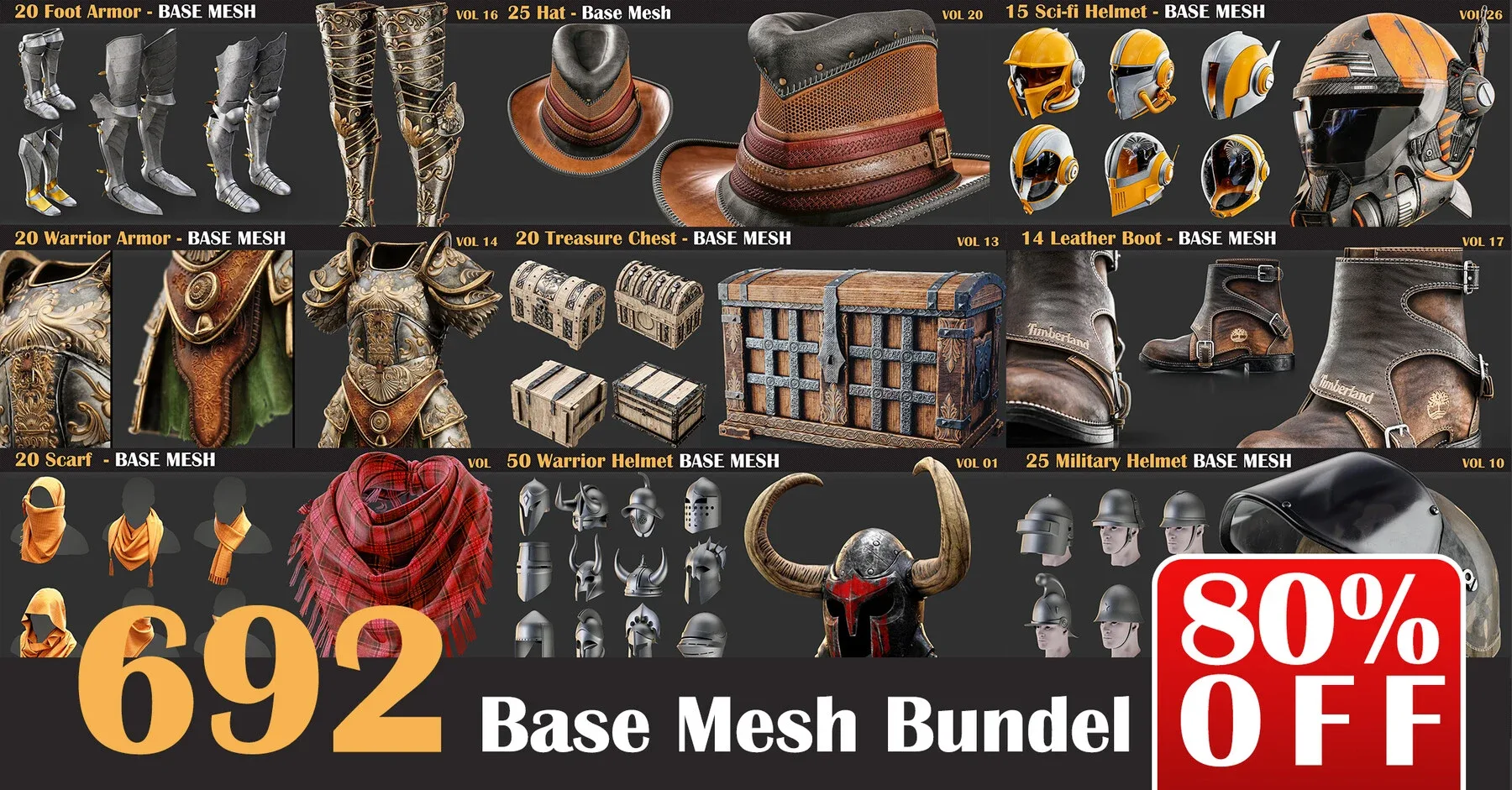 692 Base Mesh Bundle - 80% OFF