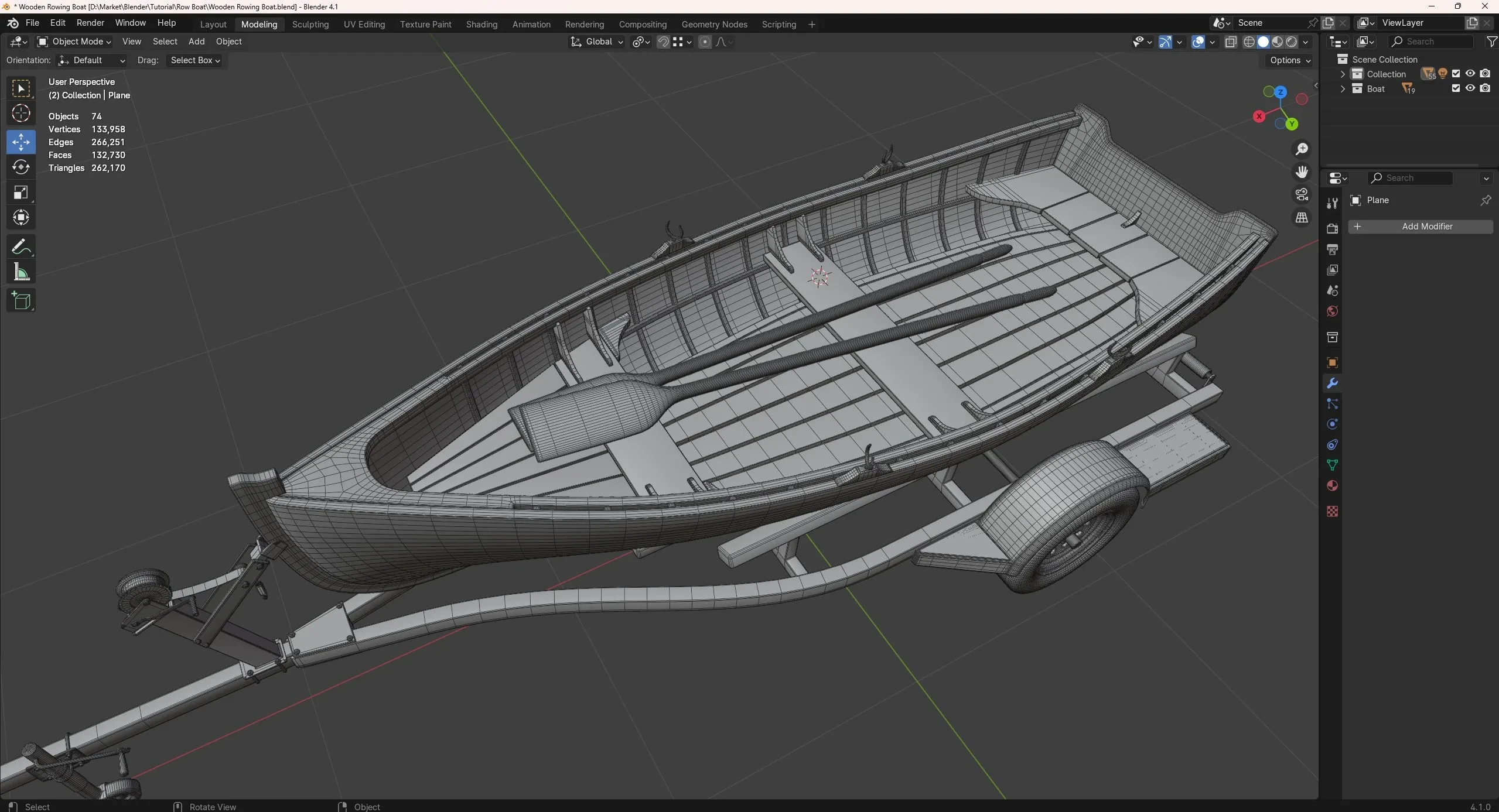 Master Creating Rowing Boat plus Trailer in Blender and Substance 3D Painter