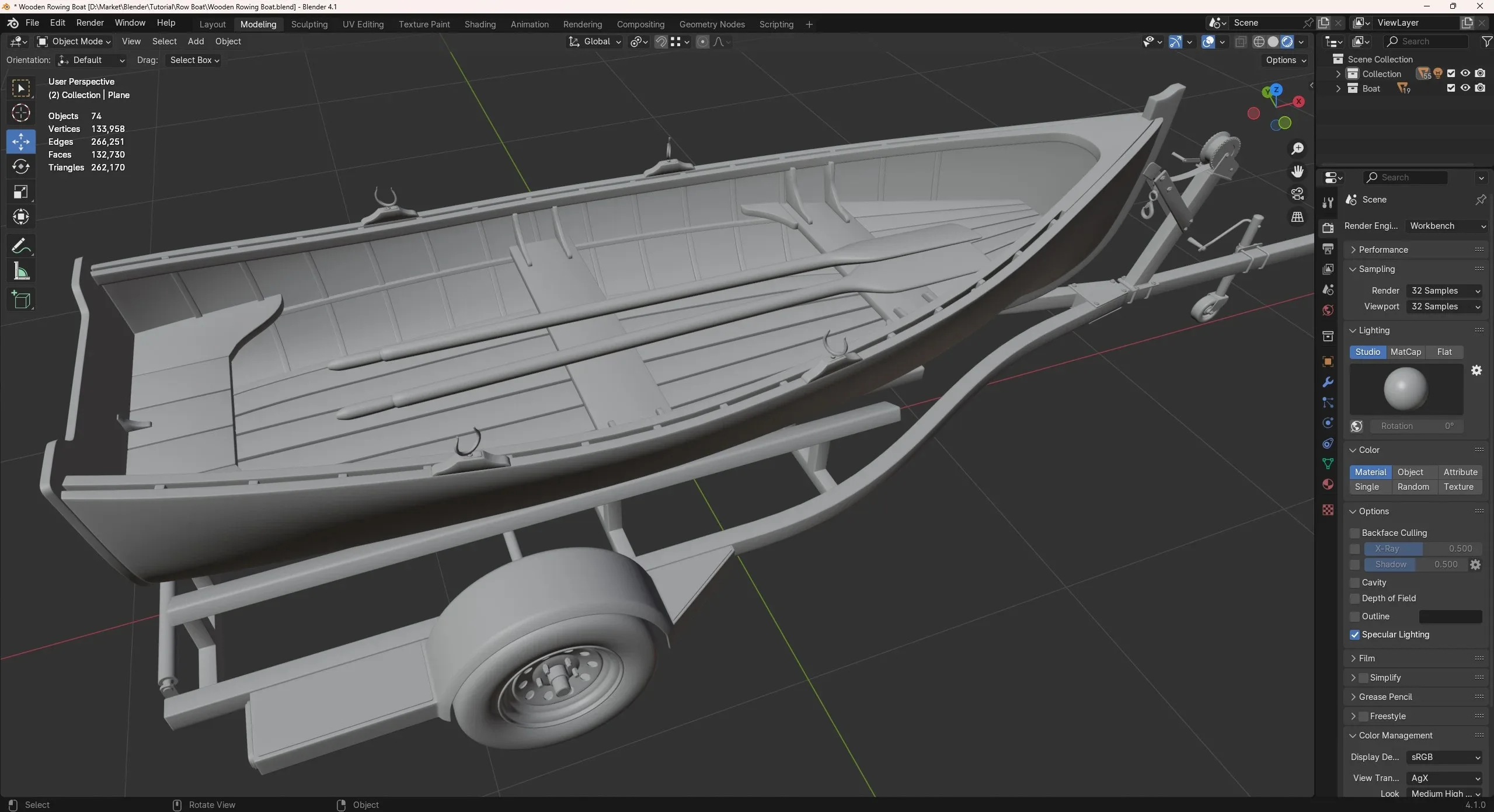 Master Creating Rowing Boat plus Trailer in Blender and Substance 3D Painter