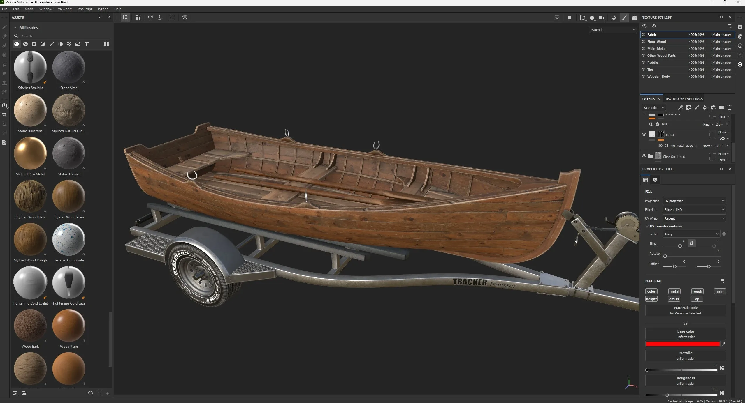 Master Creating Rowing Boat plus Trailer in Blender and Substance 3D Painter