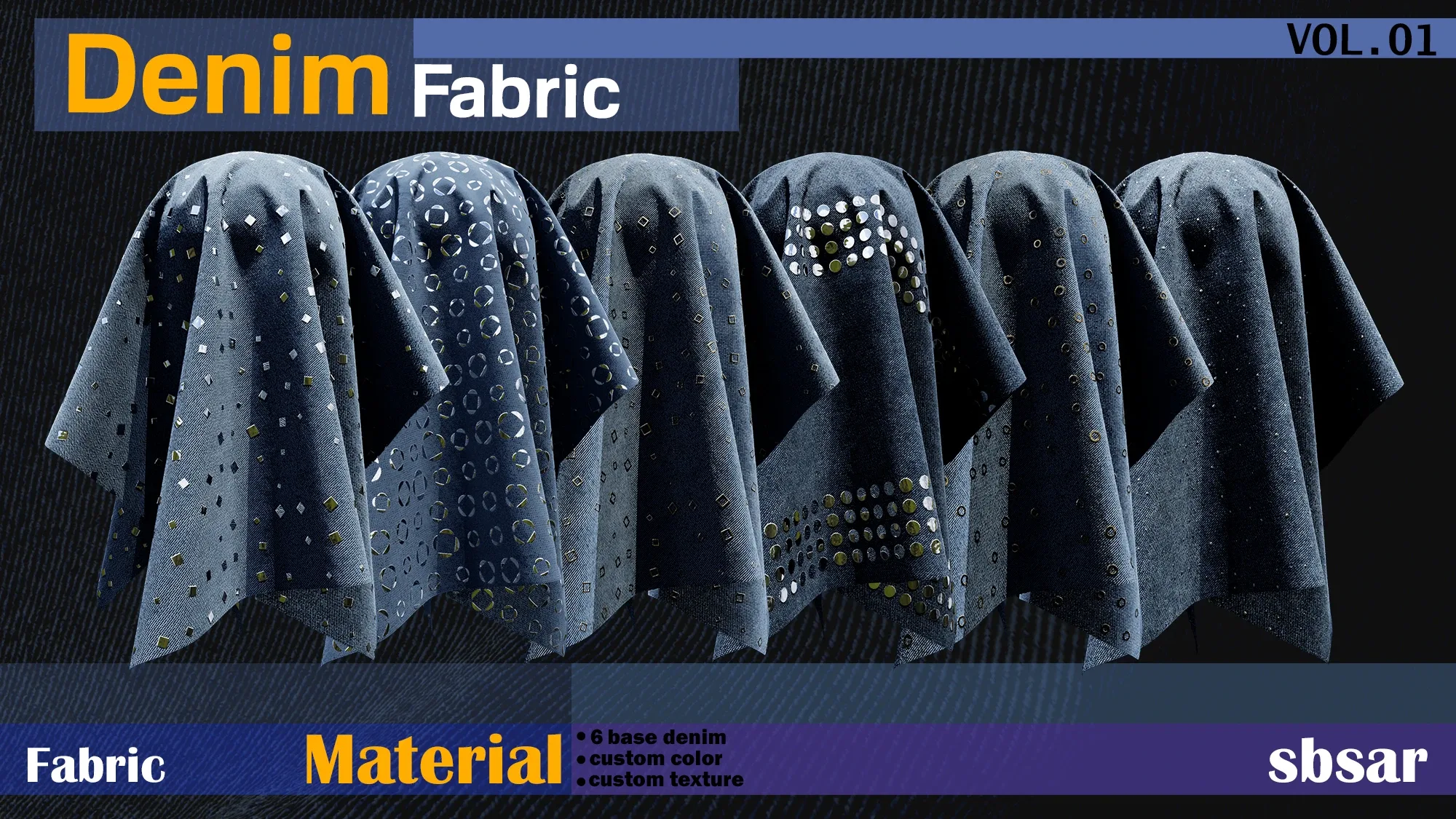 Denim Fabric Material-SBSAR-custom color- custom fabric texture-VOL 01