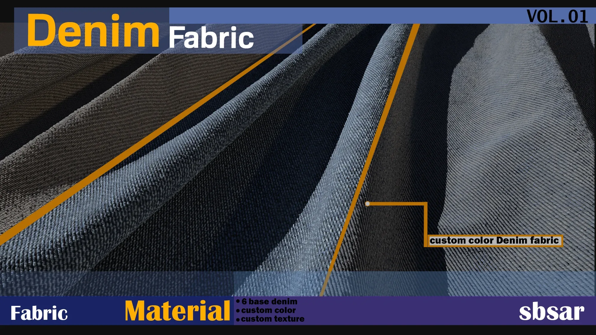 Denim Fabric Material-SBSAR-custom color- custom fabric texture-VOL 01