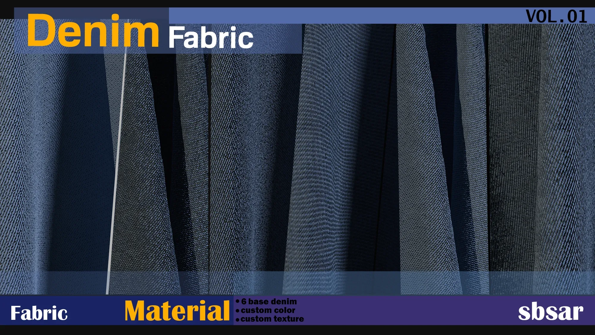 Denim Fabric Material-SBSAR-custom color- custom fabric texture-VOL 01