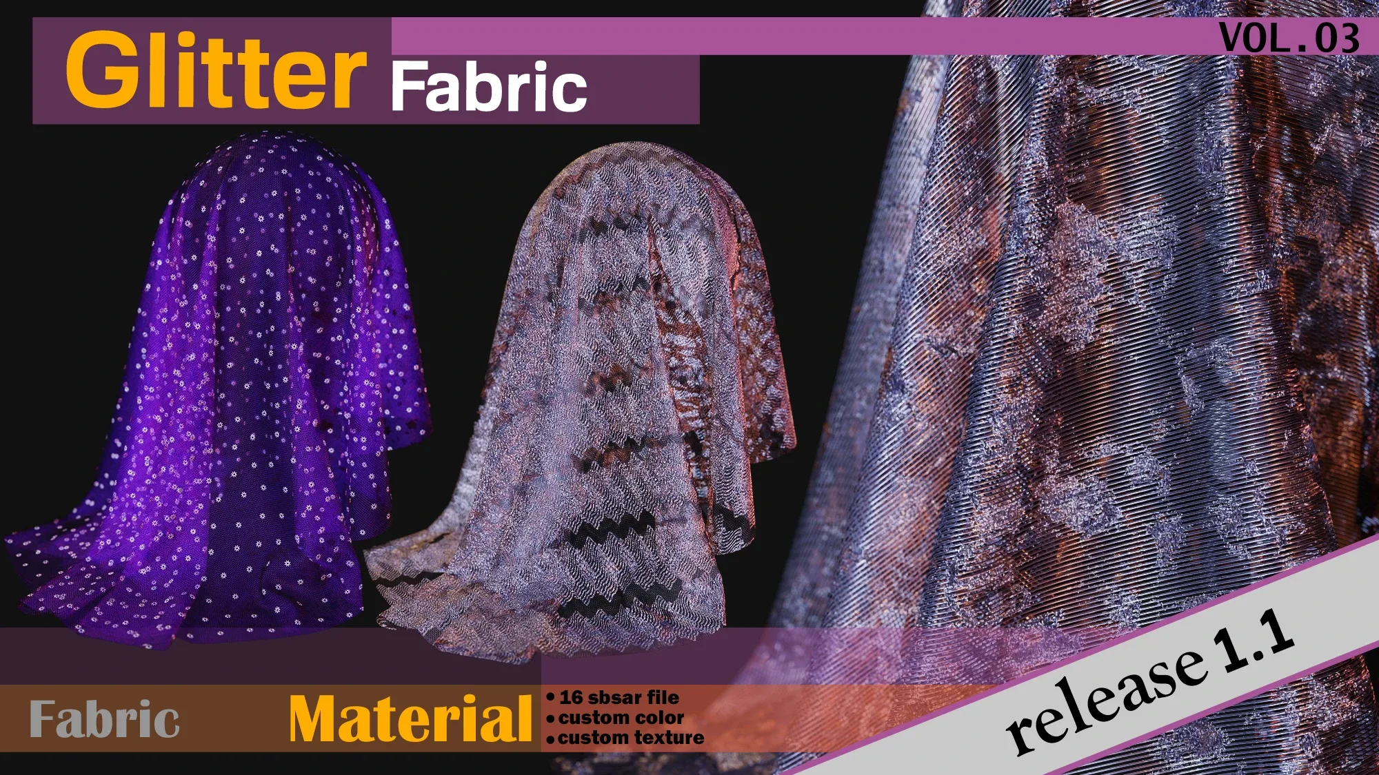 Glitter Fabric Material -SBSAR -custom color -custom fabric texture -VOL 03