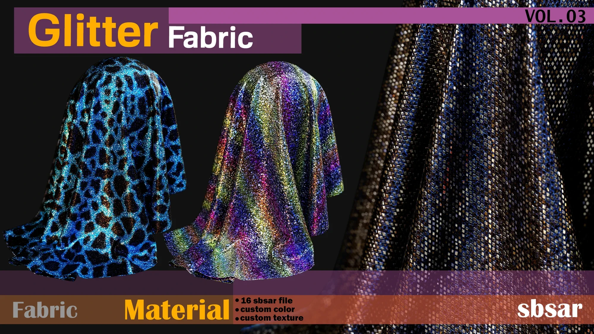 Glitter Fabric Material -SBSAR -custom color -custom fabric texture -VOL 03