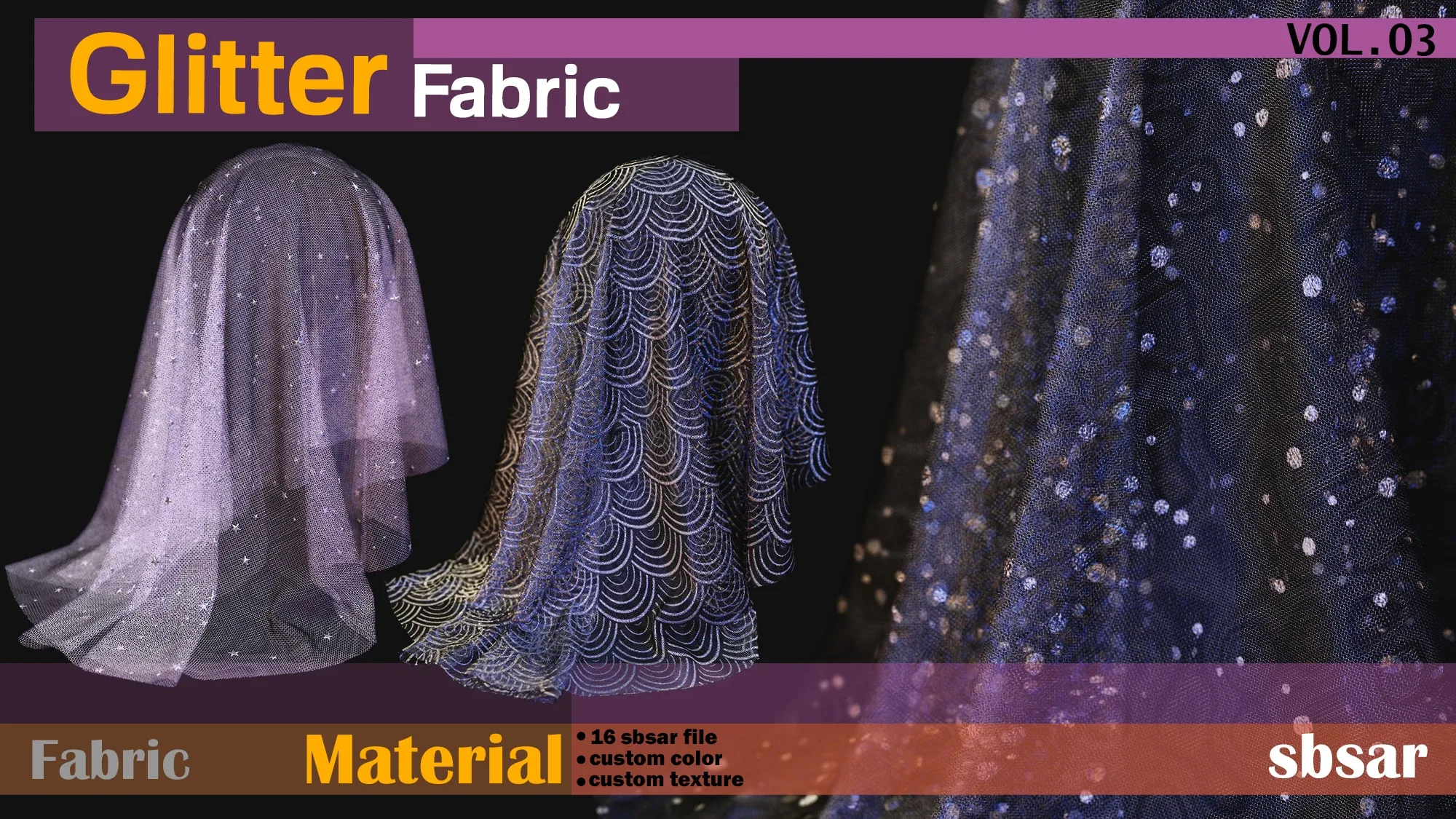 Glitter Fabric Material -SBSAR -custom color -custom fabric texture -VOL 03