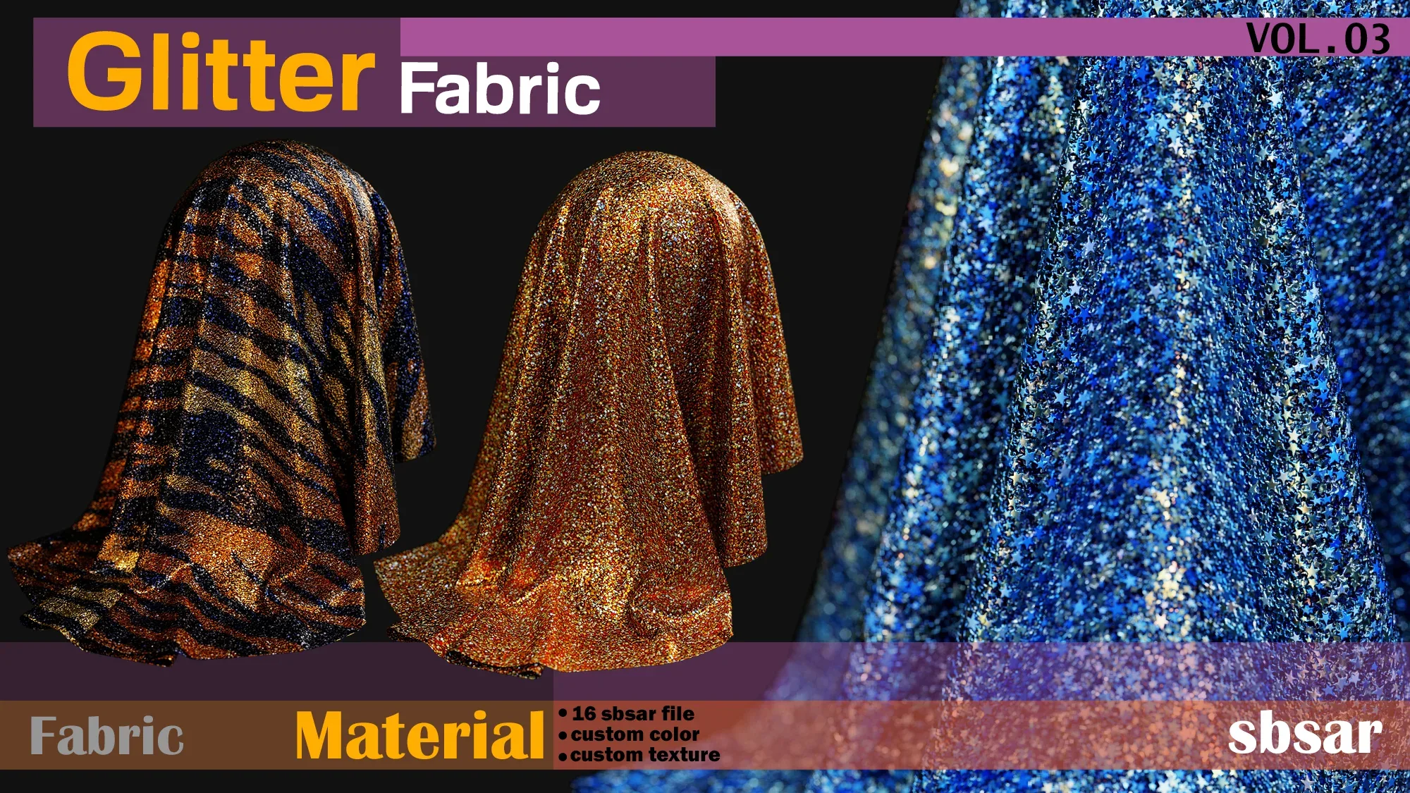 Glitter Fabric Material -SBSAR -custom color -custom fabric texture -VOL 03