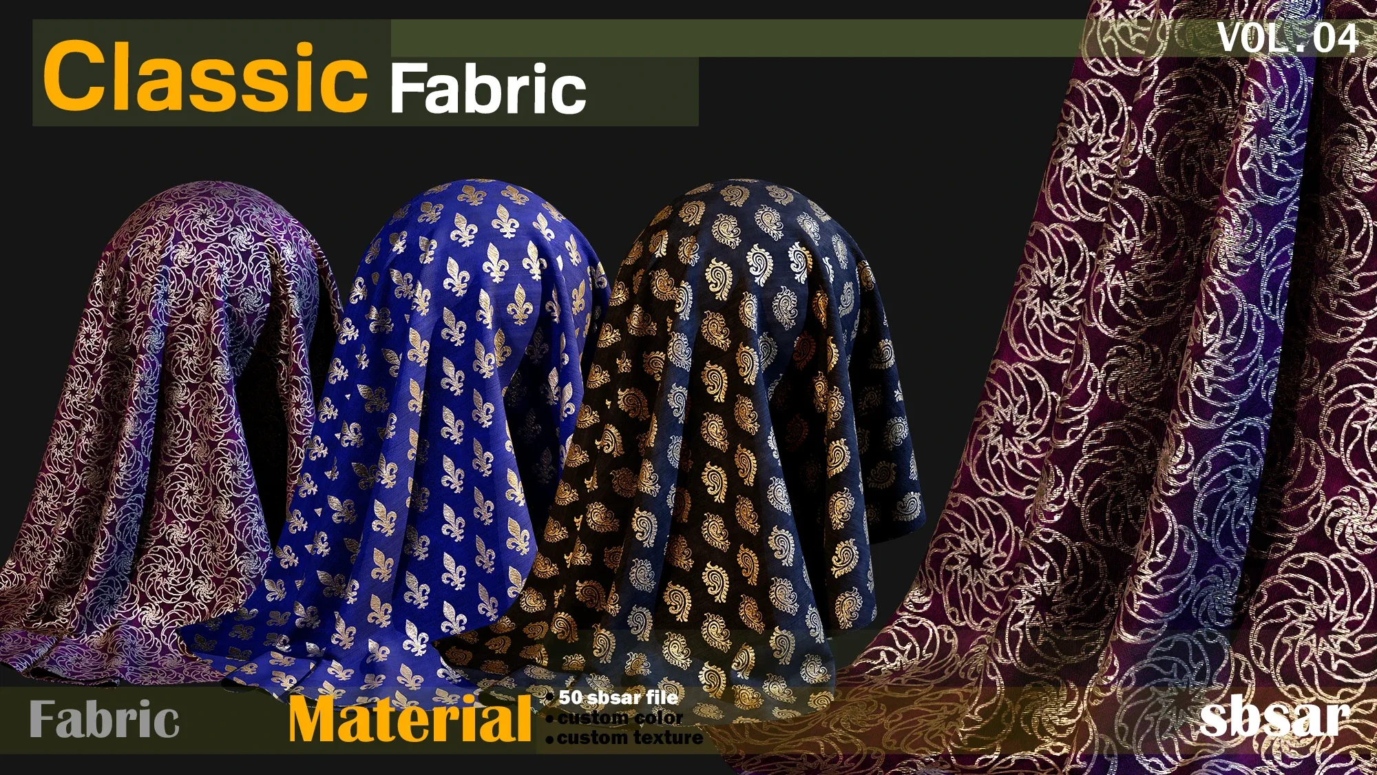 Classic Fabric Material -SBSAR  -custom color -custom fabric texture -VOL 04