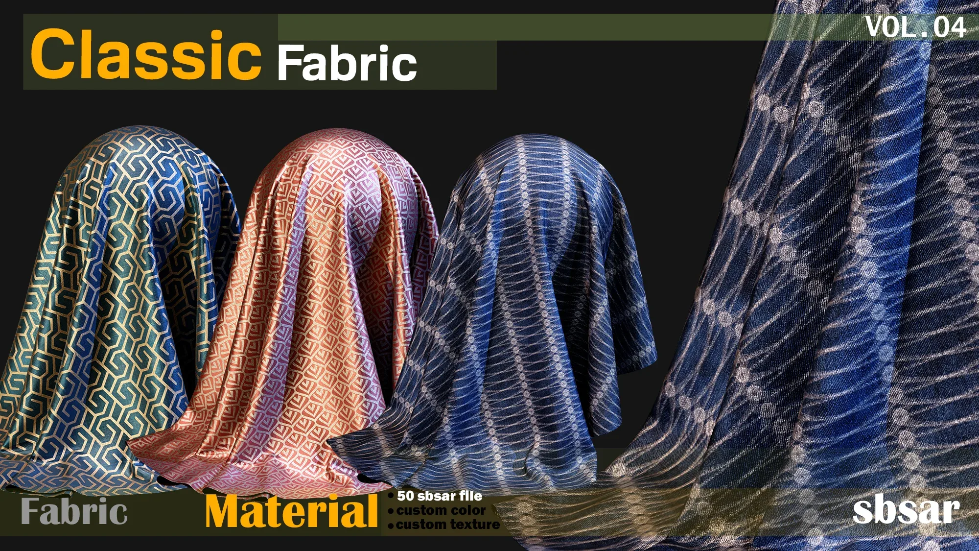 Classic Fabric Material -SBSAR  -custom color -custom fabric texture -VOL 04