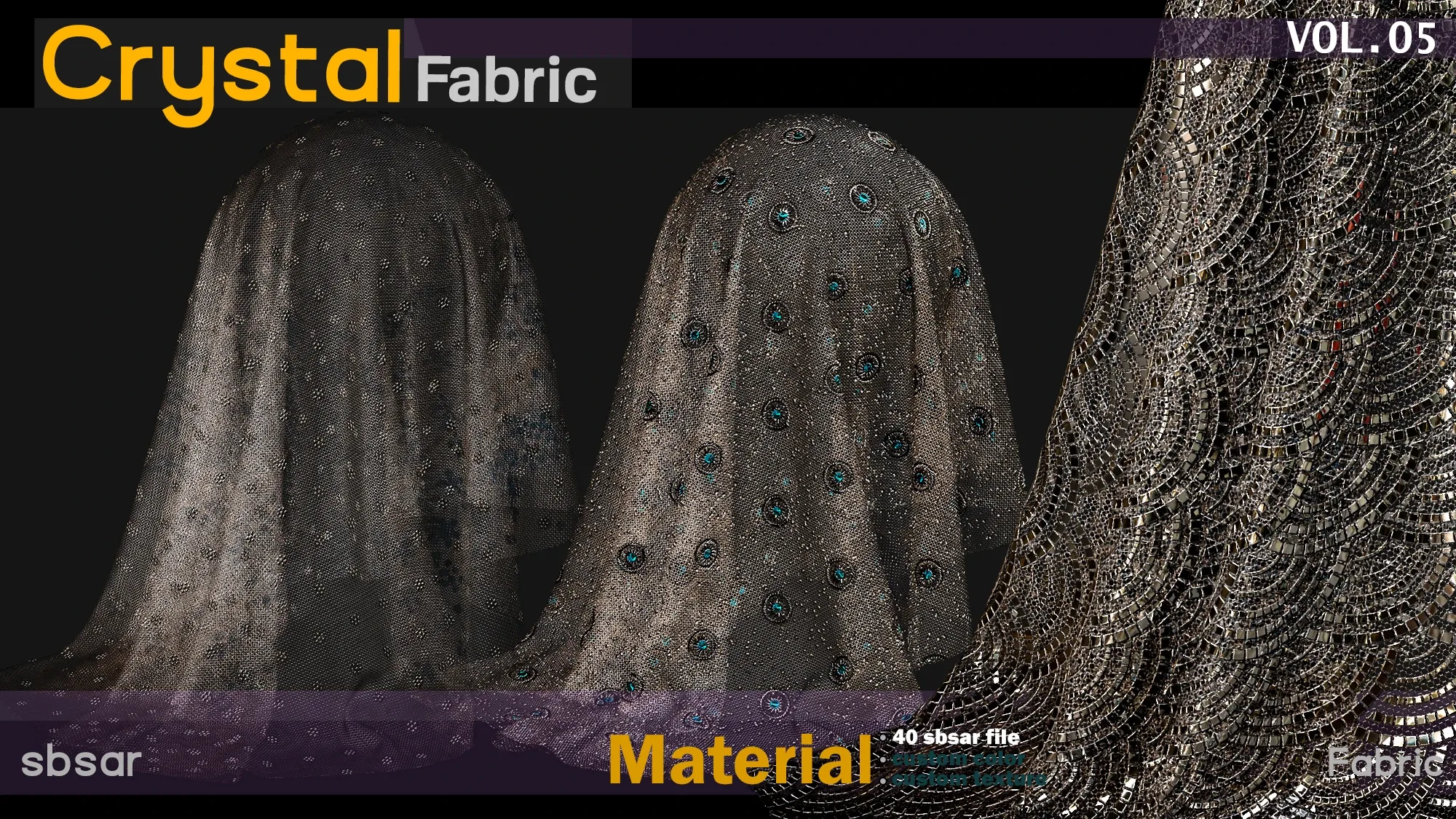 40 Crystal fabric Material -SBSAR -custom color -custom fabric texture -VOL 05