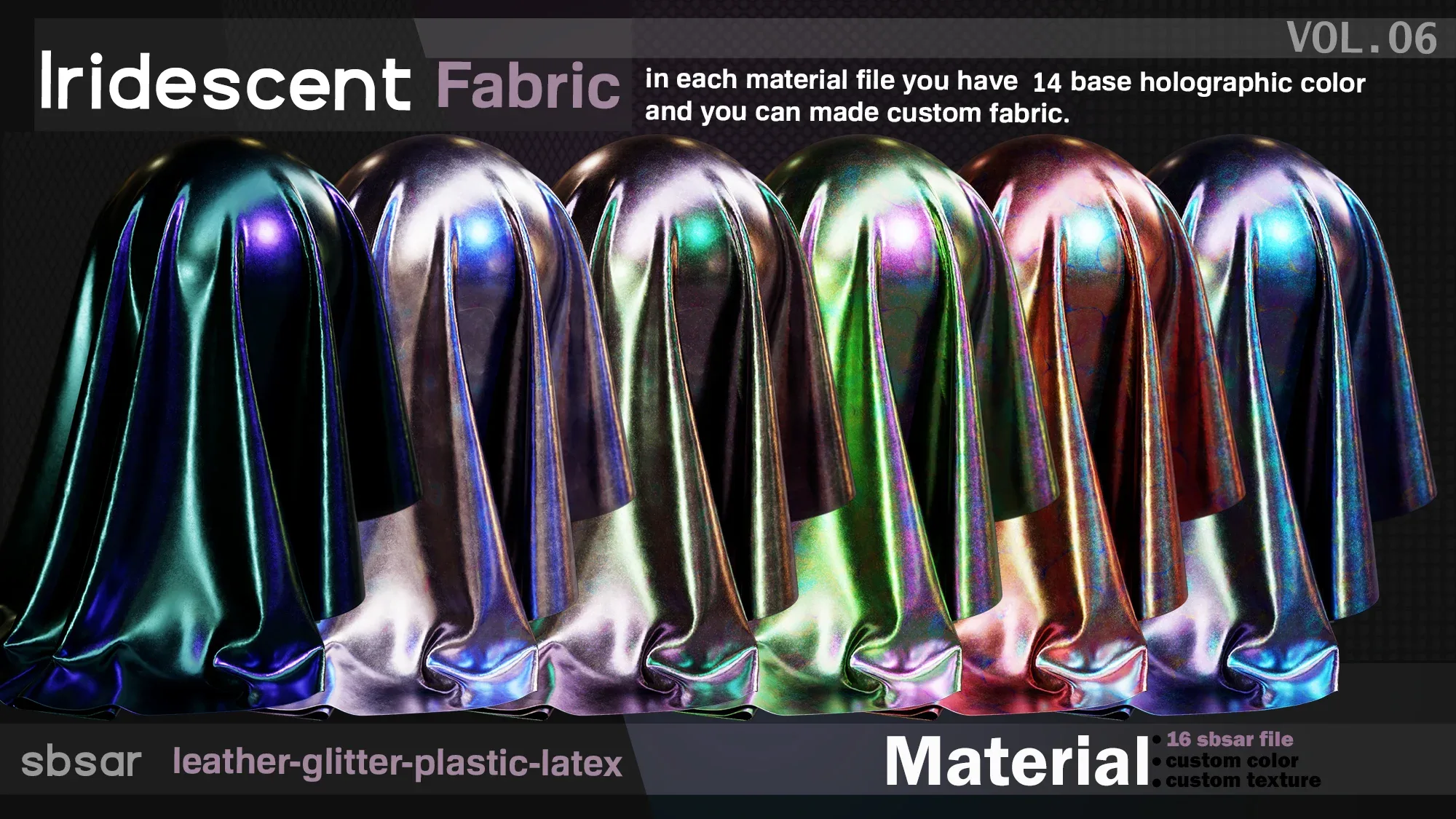 Iridescent fabric- Puffer seamless pattern- Leather- plastic- SBSAR -custom color -custom fabric texture -VOL 06