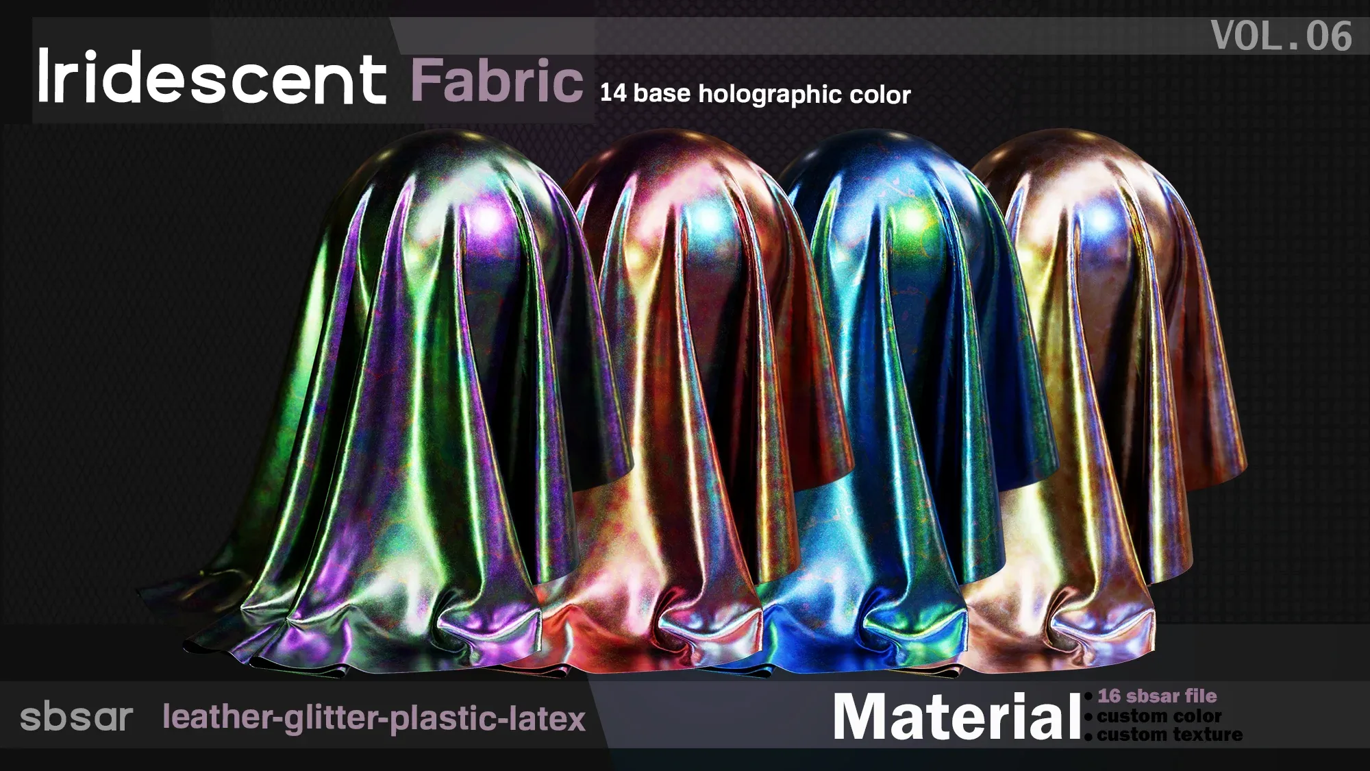 Iridescent fabric- Puffer seamless pattern- Leather- plastic- SBSAR -custom color -custom fabric texture -VOL 06