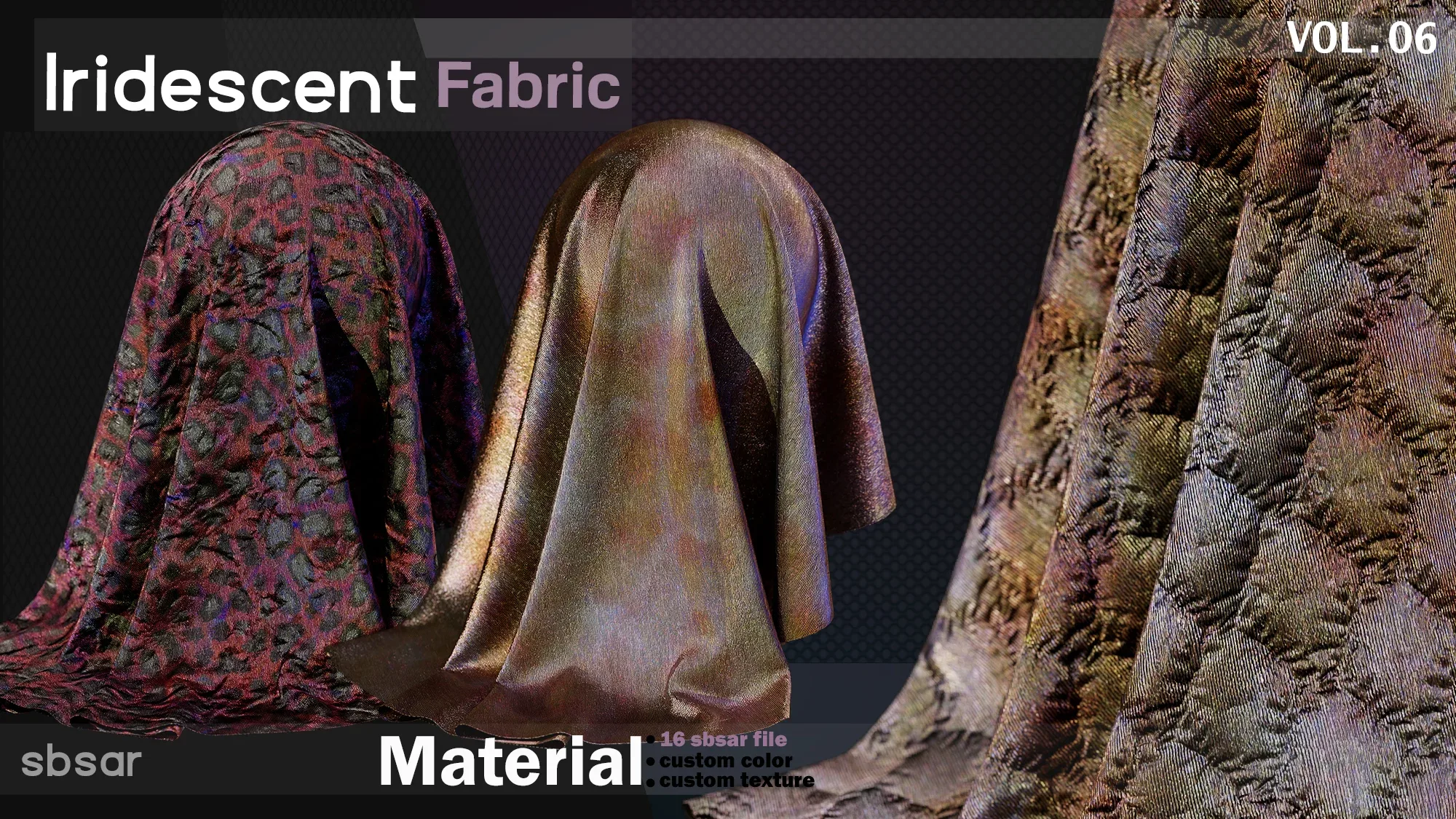 Iridescent fabric- Puffer seamless pattern- Leather- plastic- SBSAR -custom color -custom fabric texture -VOL 06