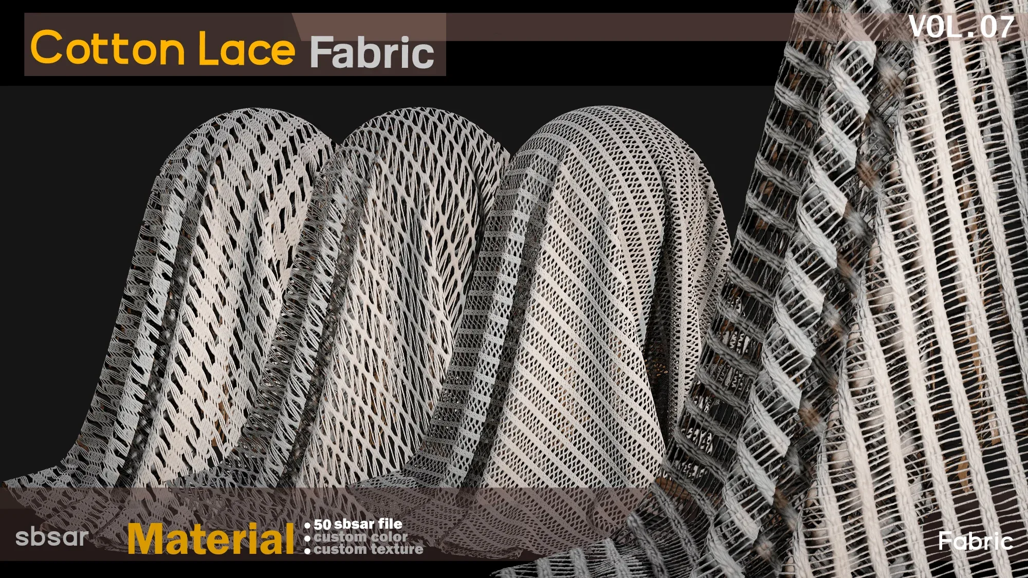 92 Cotton Lace fabric Material -SBSAR -custom color -custom fabric texture -VOL 07