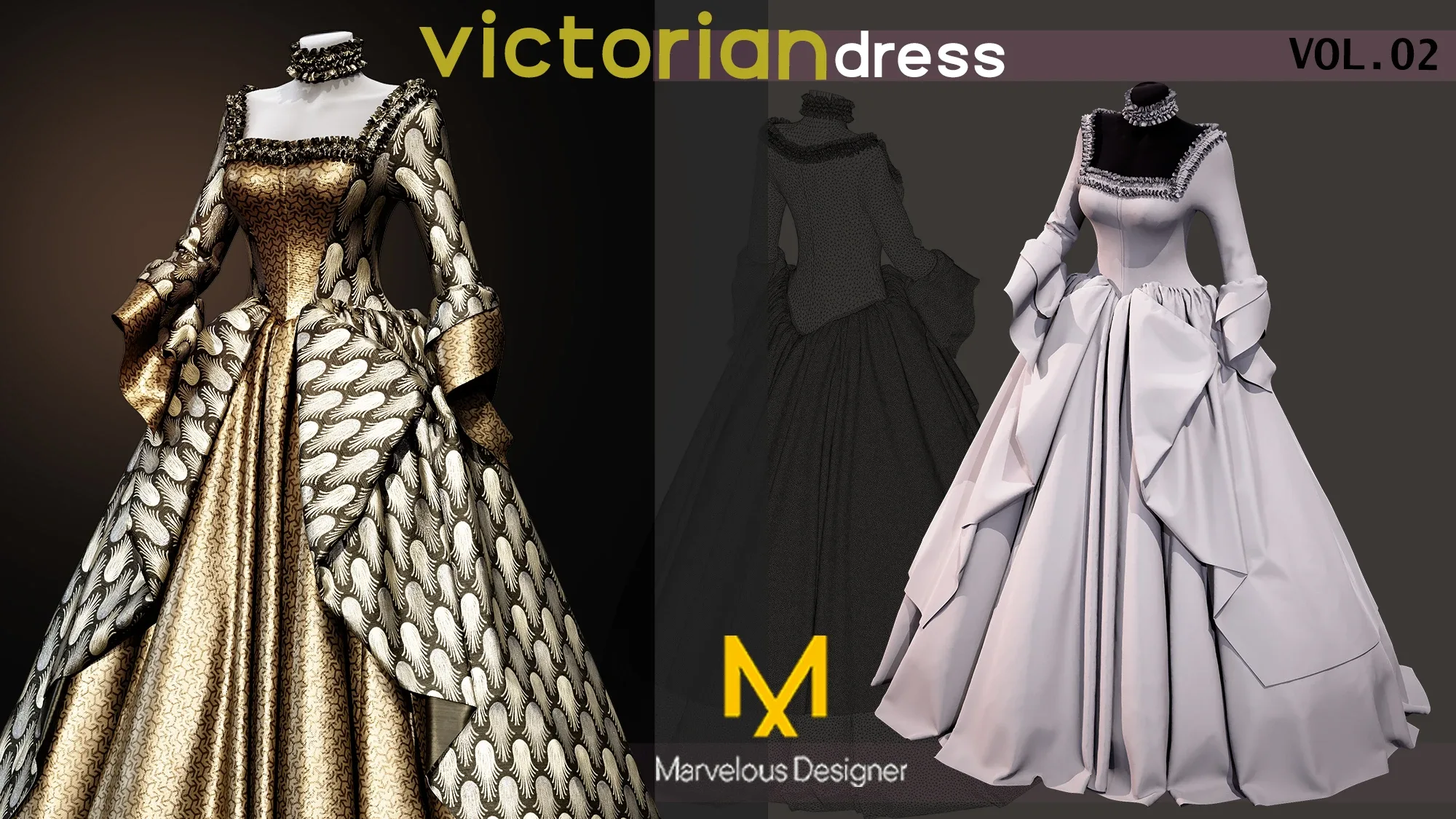 Victorian dress(outfit) - Marvelous designer_ (Vintage collection) VOL02