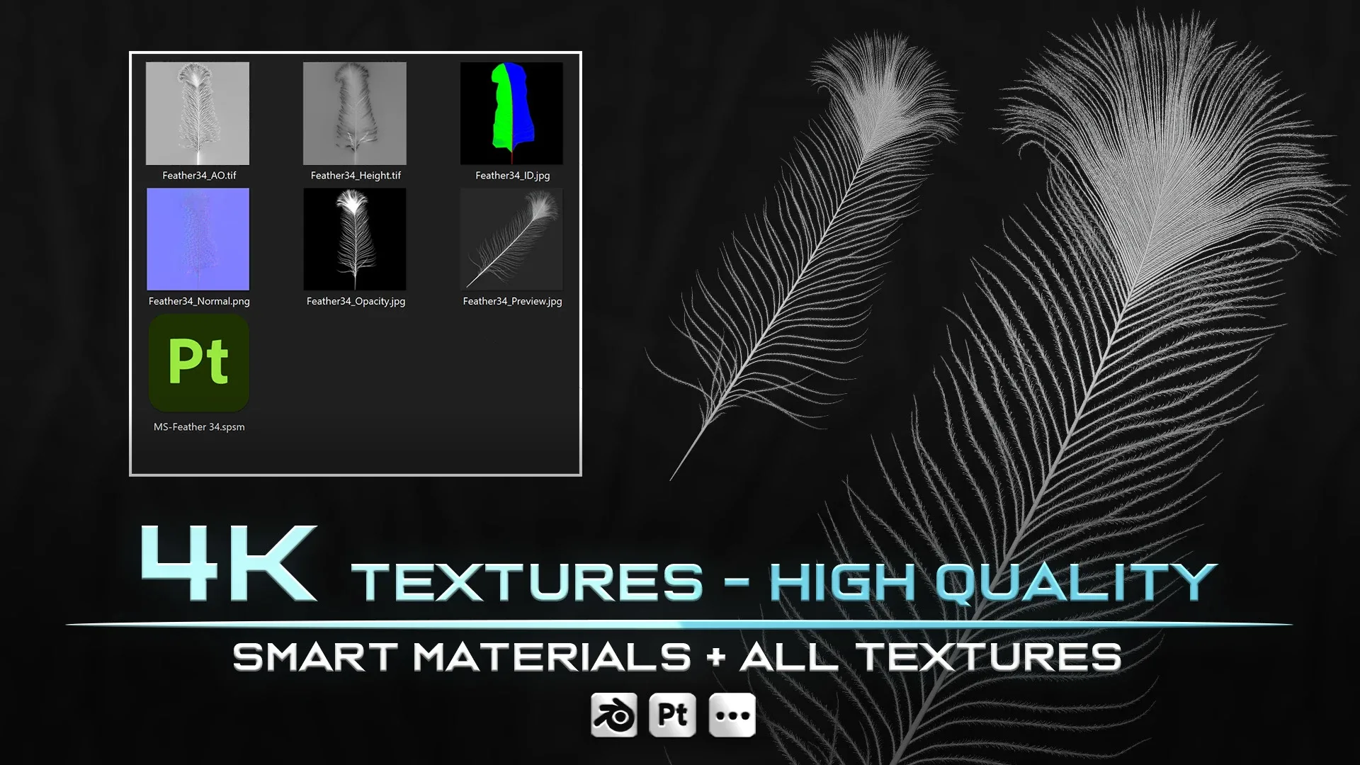 FEATHER TOOL - 4K PBR Tex & Easy Feather Creator For Substance Painter