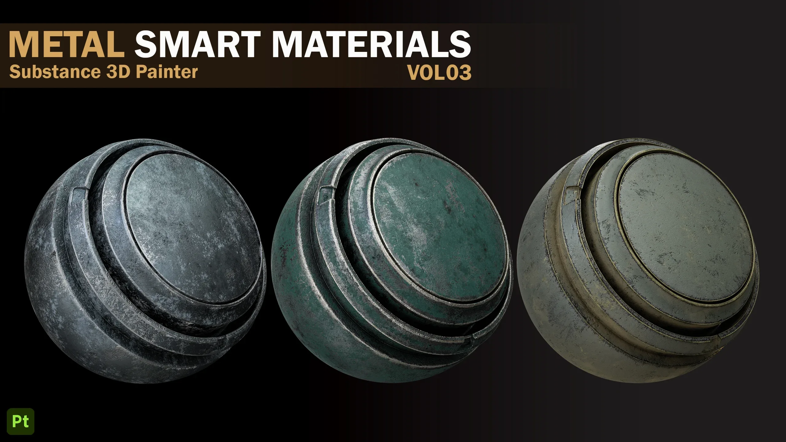 21 Metal Damaged Smart Materials _VOL 03 _Substance 3D Painter