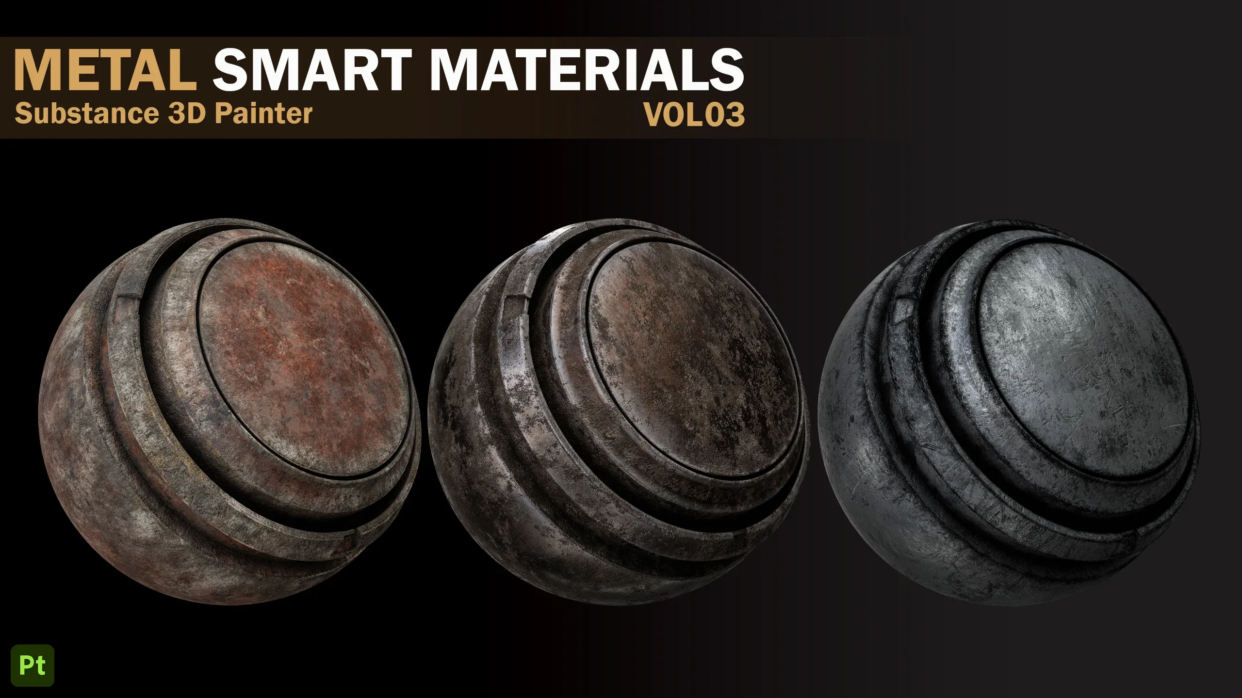 21 Metal Damaged Smart Materials _VOL 03 _Substance 3D Painter