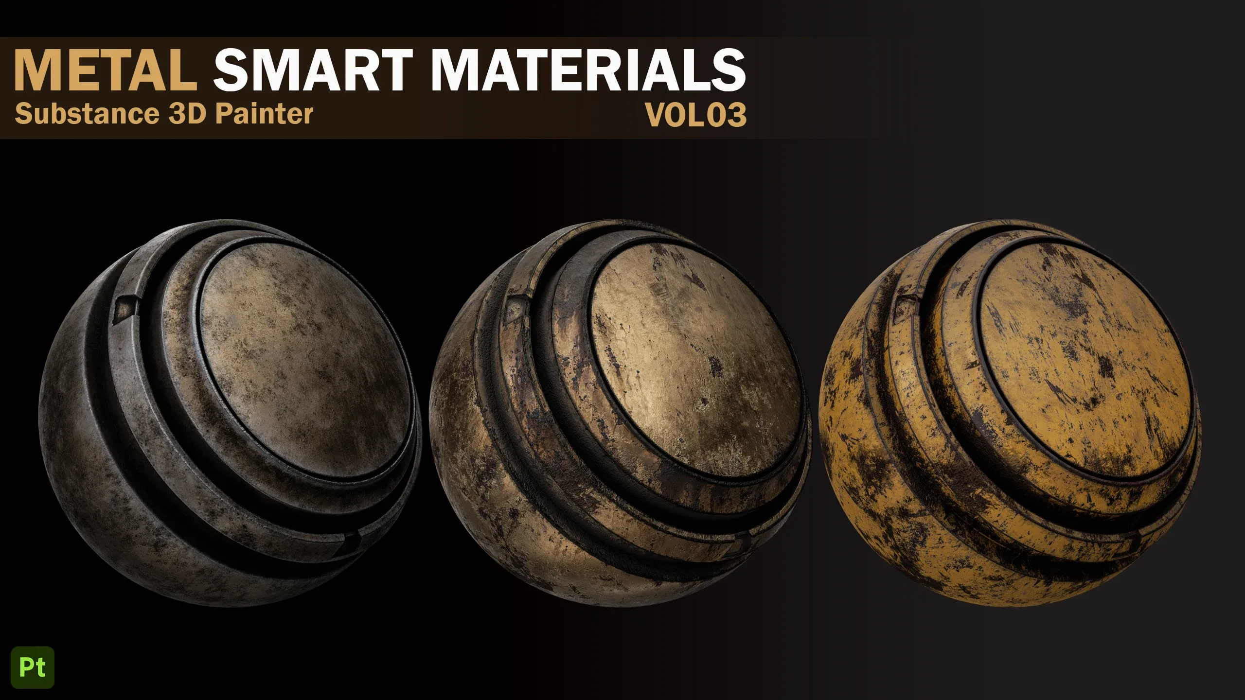 21 Metal Damaged Smart Materials _VOL 03 _Substance 3D Painter