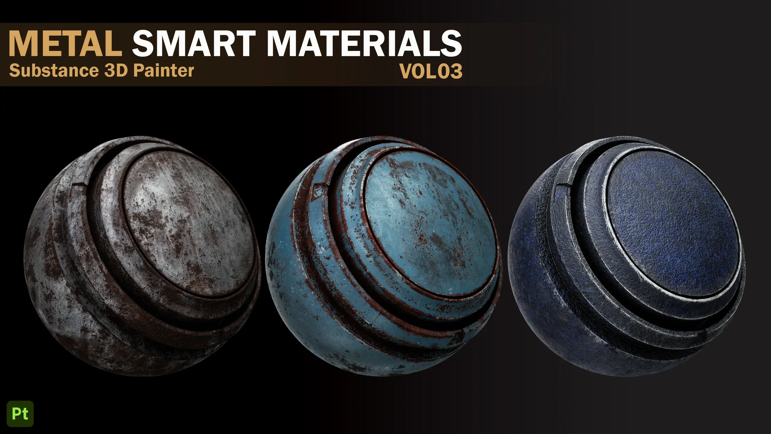 21 Metal Damaged Smart Materials _VOL 03 _Substance 3D Painter