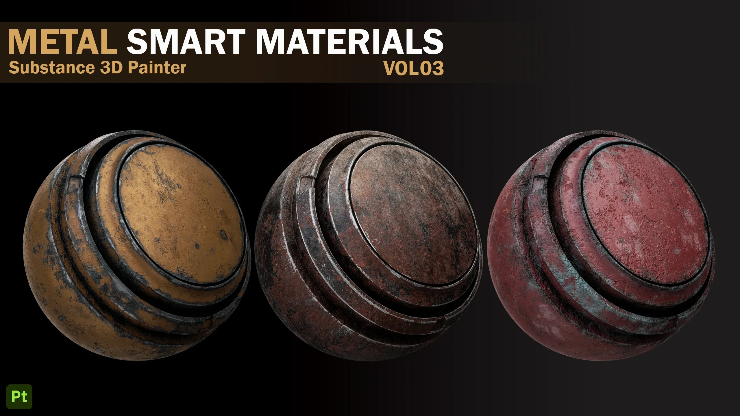 21 Metal Damaged Smart Materials _VOL 03 _Substance 3D Painter