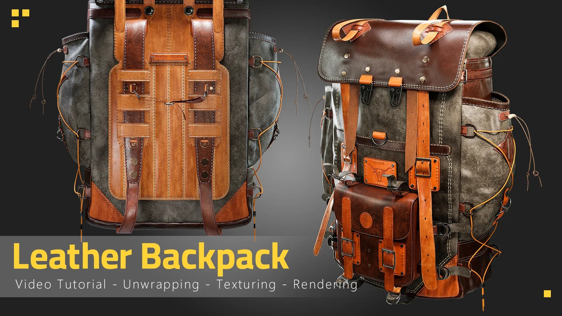 Leather Backpack - Tutorial Unwrapping/Texturing/Rendering Process