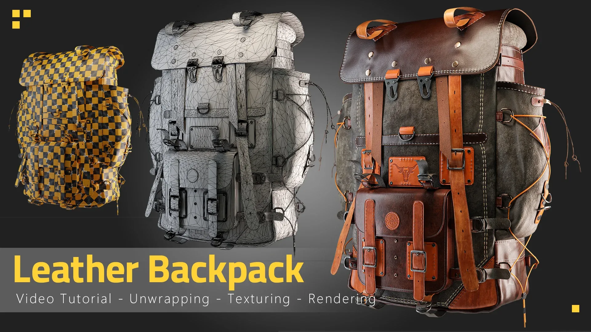 Leather Backpack - Tutorial Unwrapping/Texturing/Rendering Process