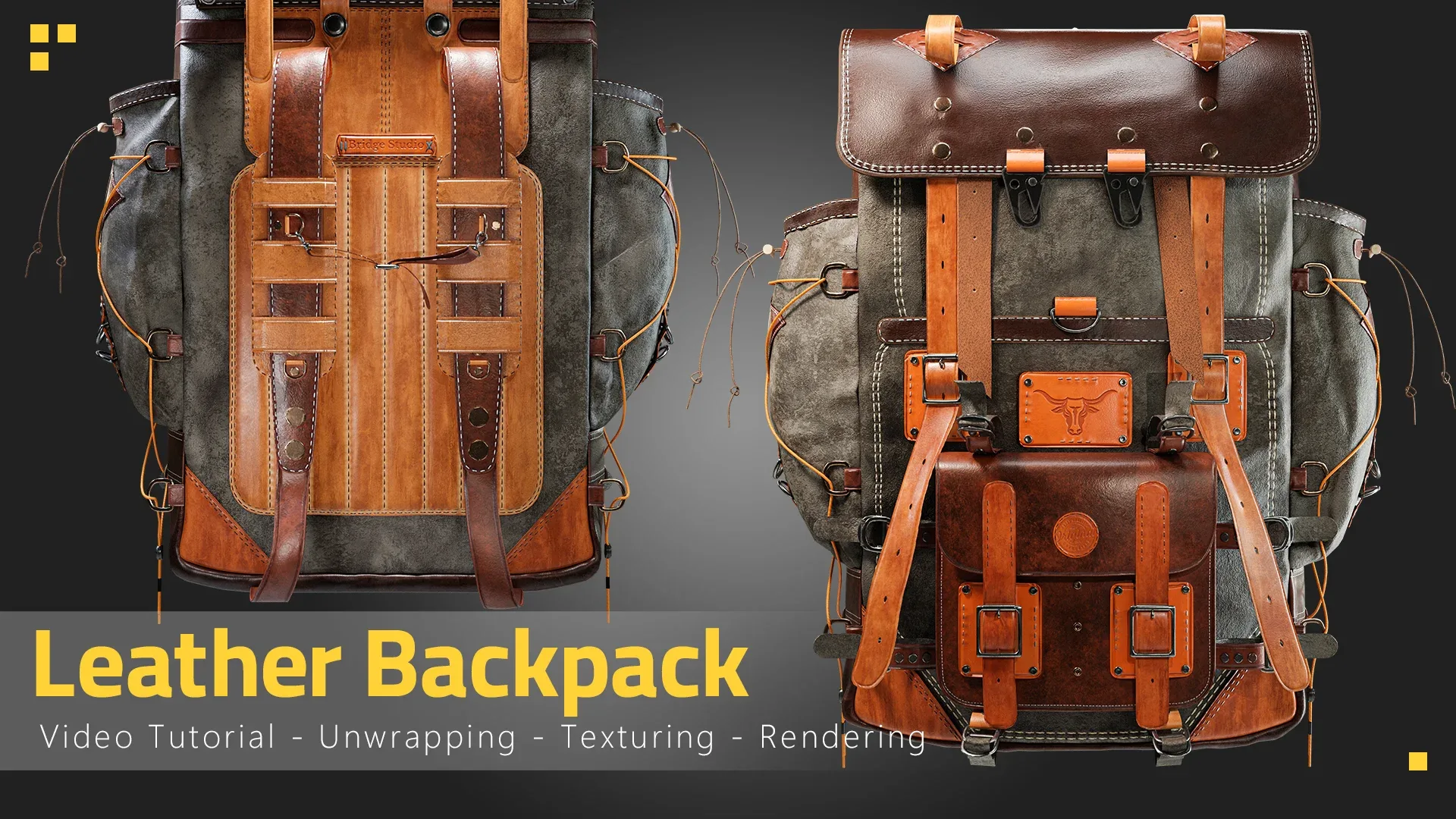 Leather Backpack - Tutorial Unwrapping/Texturing/Rendering Process