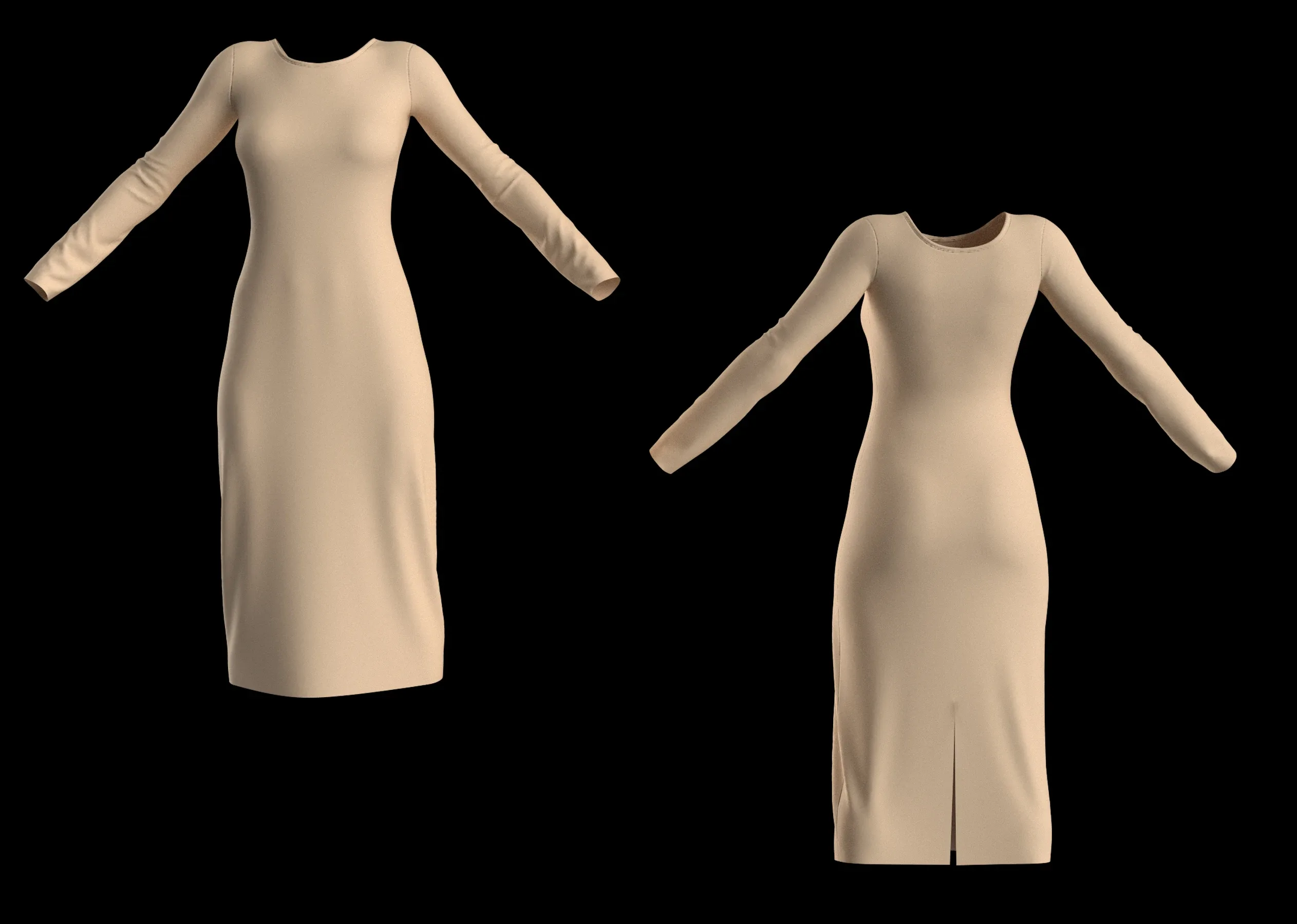 20 Women's Basic Long Dress + Zprj +Obj + Fbx