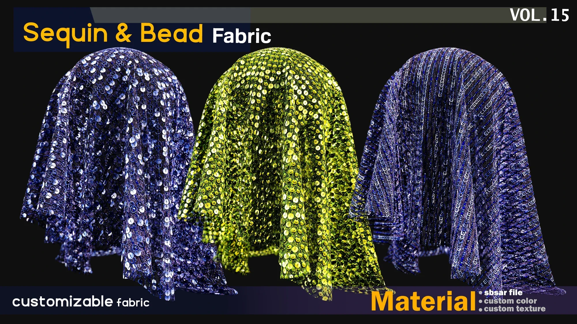 Sequin & Beaded fabric Material -SBSAR -custom color -custom fabric -VOL 15