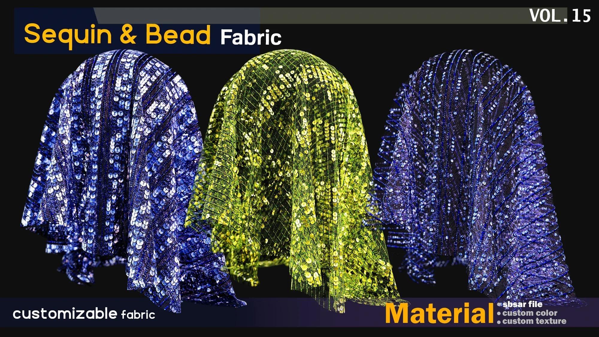 Sequin & Beaded fabric Material -SBSAR -custom color -custom fabric -VOL 15