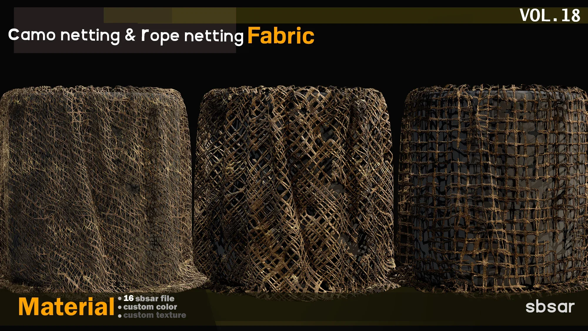 camo netting & rope netting fabric Material -SBSAR -custom color/ custom fabric -VOL 18