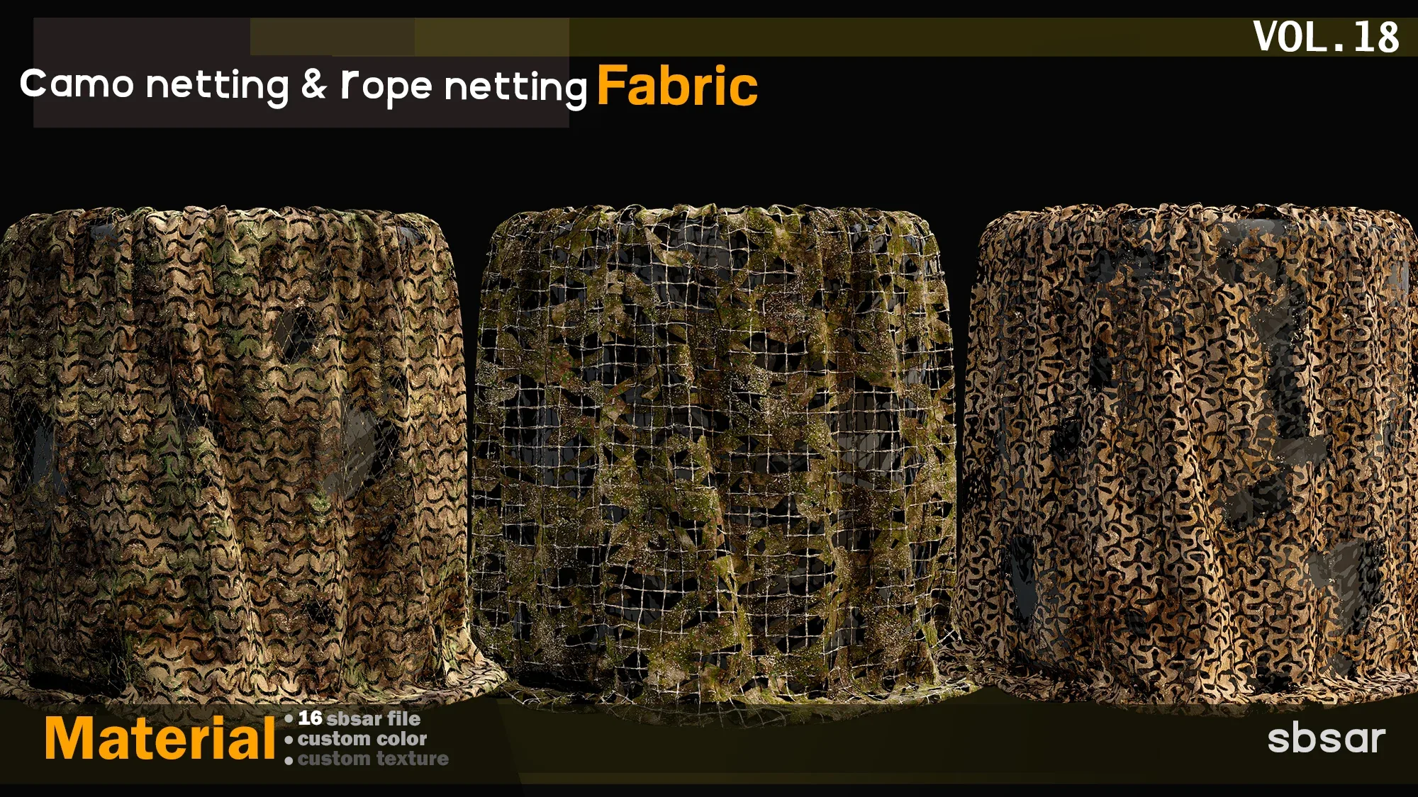 camo netting & rope netting fabric Material -SBSAR -custom color/ custom fabric -VOL 18