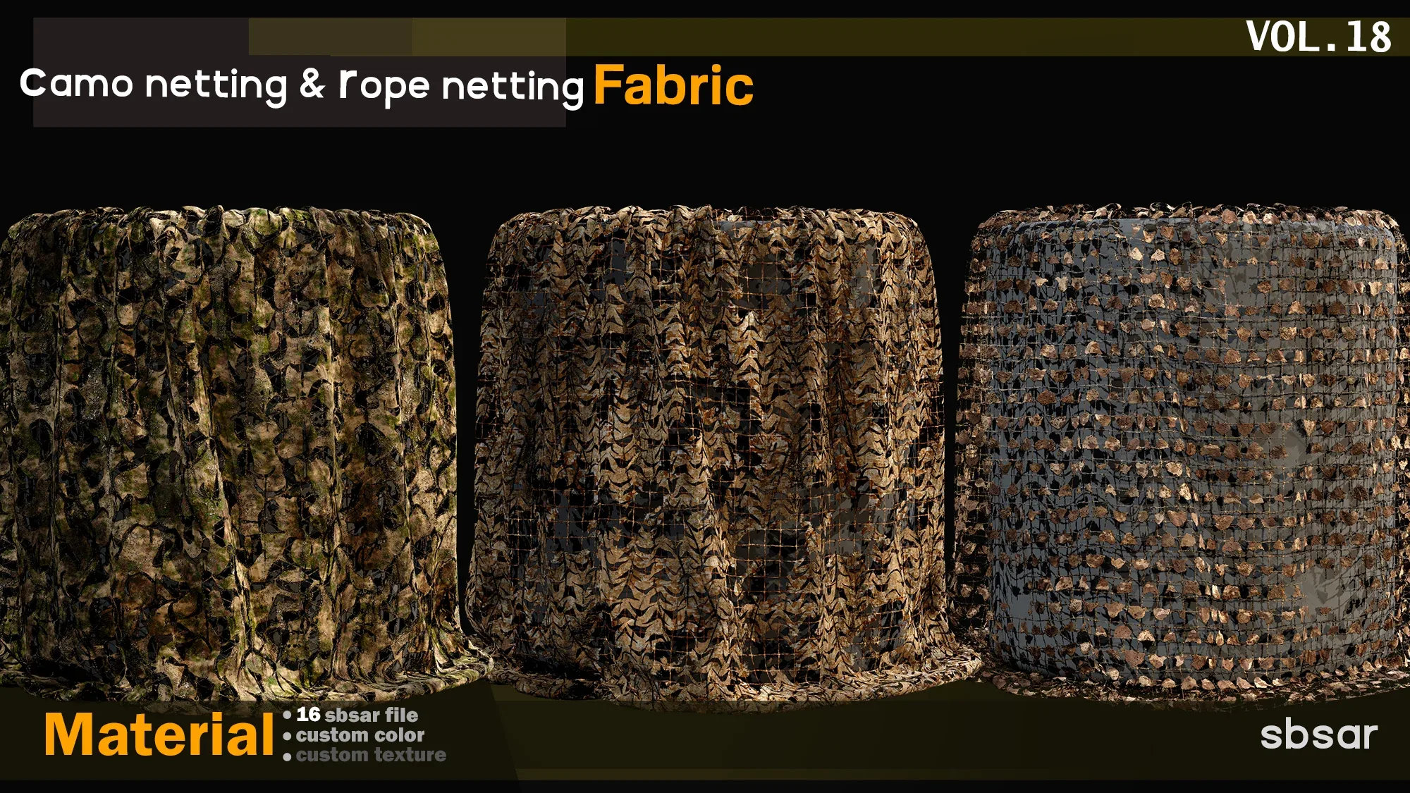 camo netting & rope netting fabric Material -SBSAR -custom color/ custom fabric -VOL 18