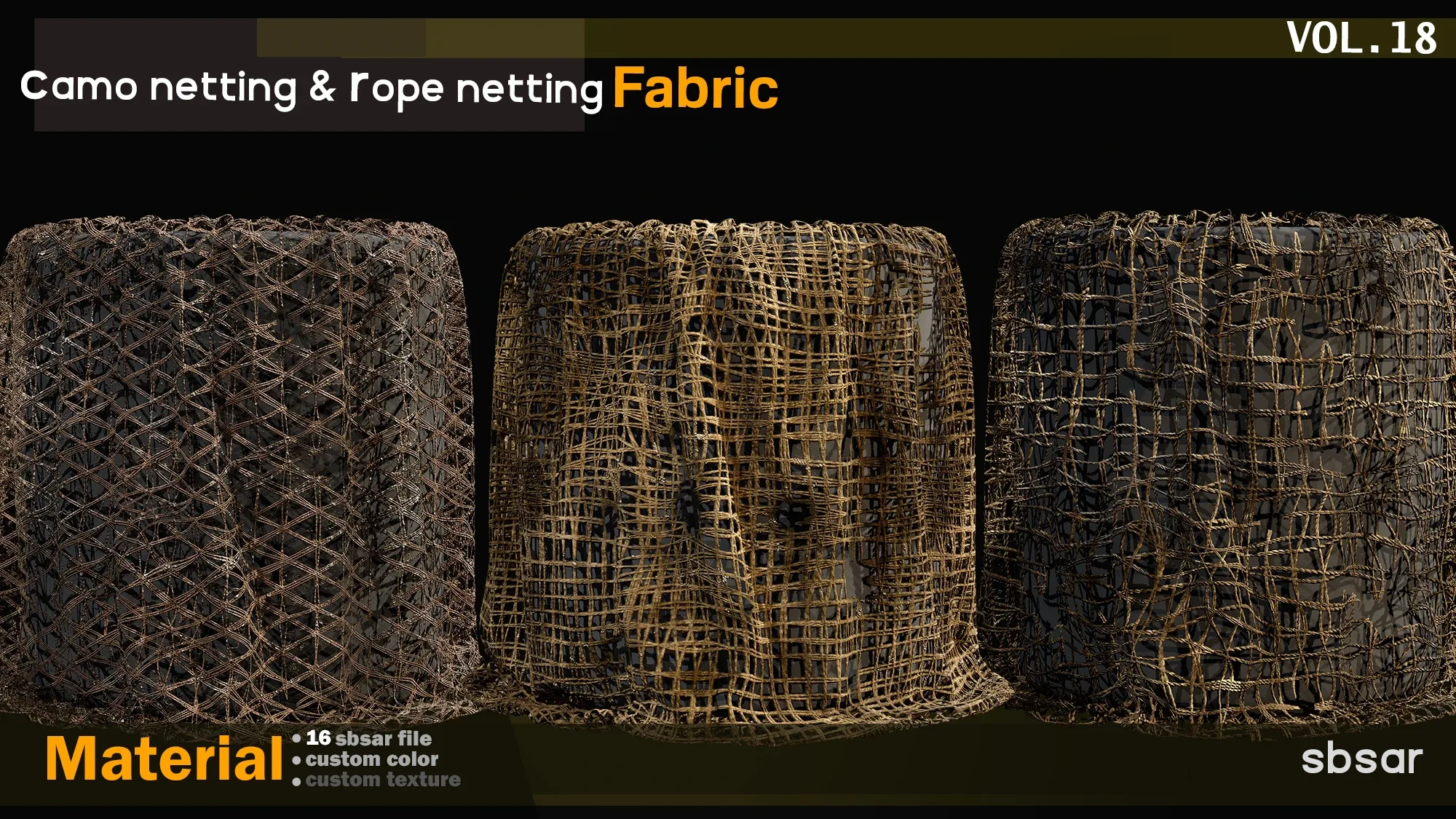 camo netting & rope netting fabric Material -SBSAR -custom color/ custom fabric -VOL 18