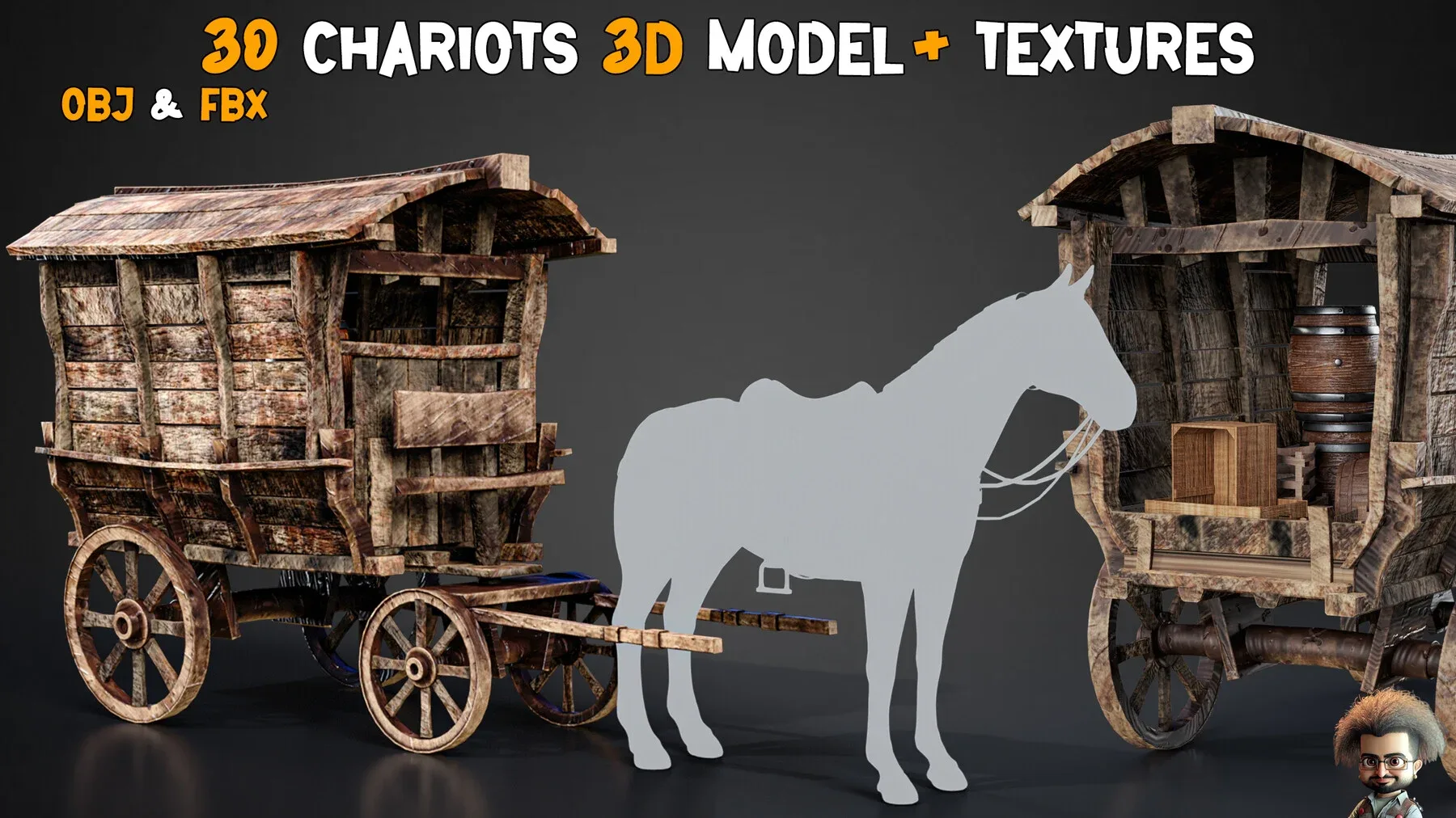 30 Chariots 3D Models + 4K Textures