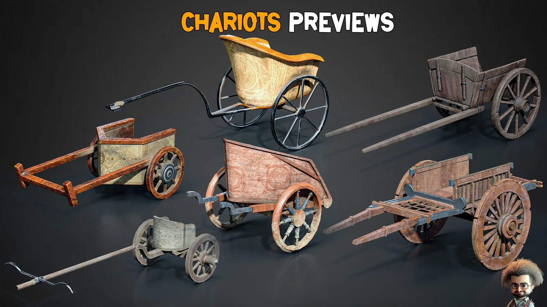 30 Chariots 3D Models + 4K Textures