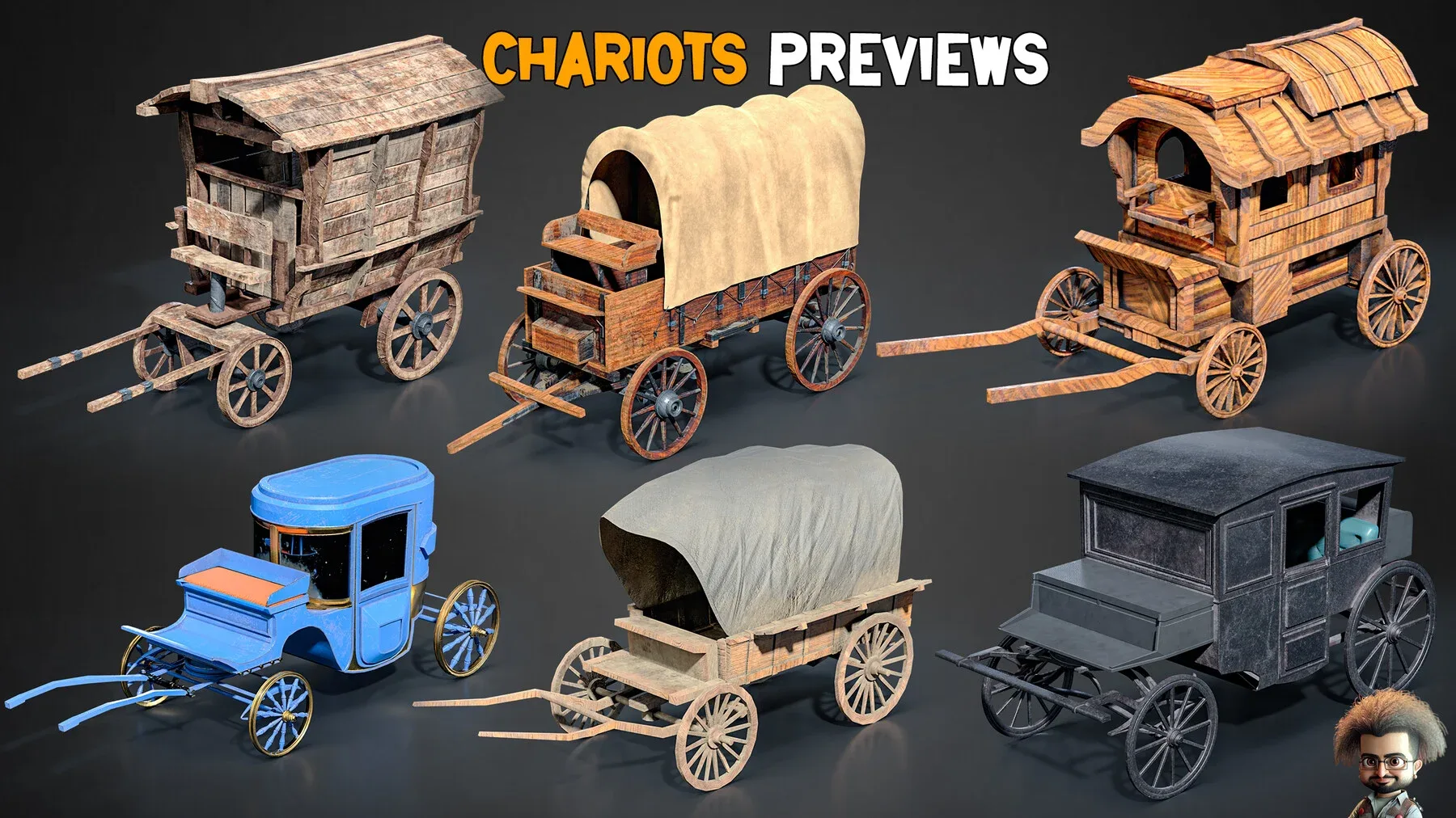 30 Chariots 3D Models + 4K Textures