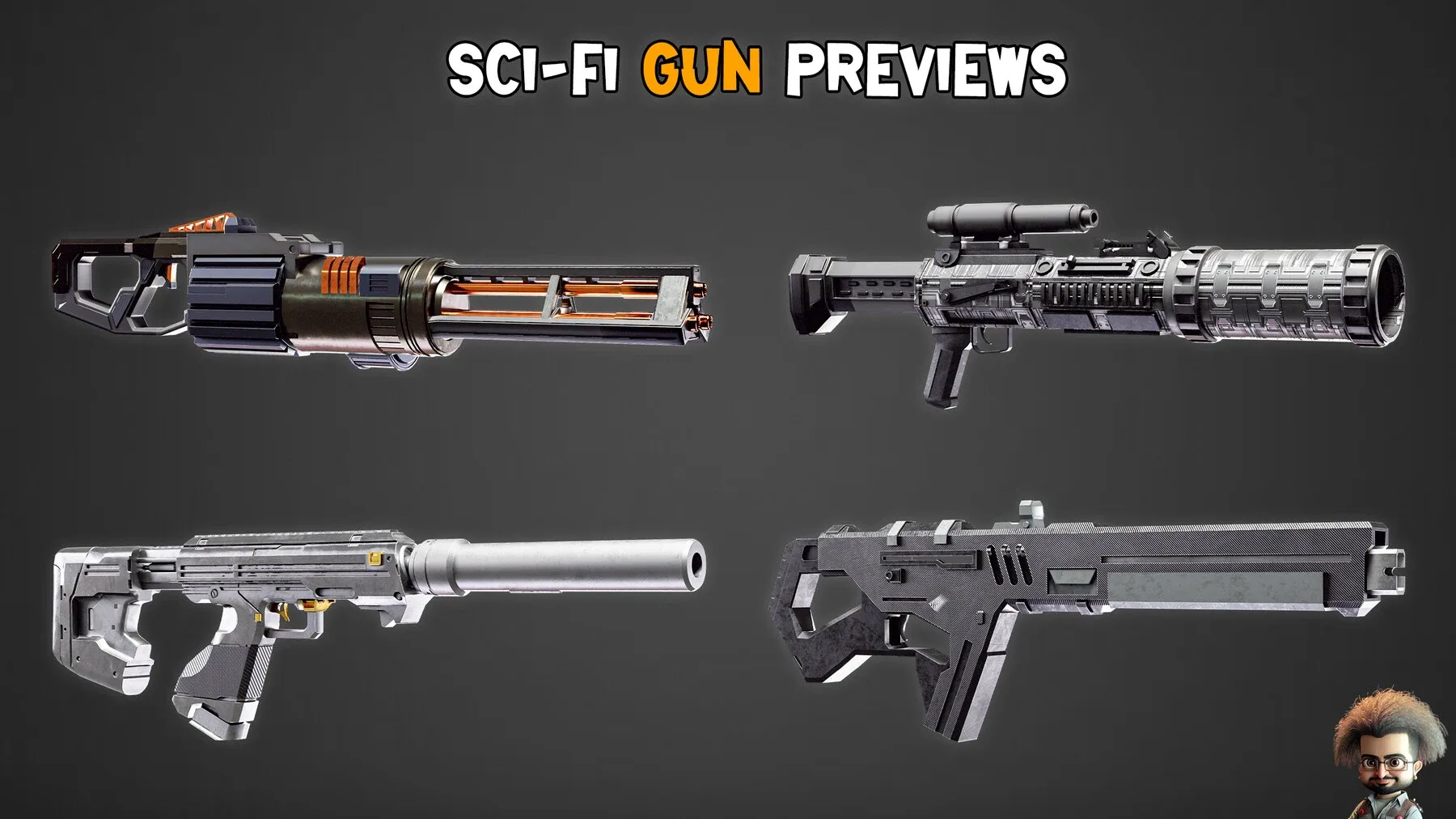 30 HQ Sci-Fi Gun + 4K Texture - Vol 02