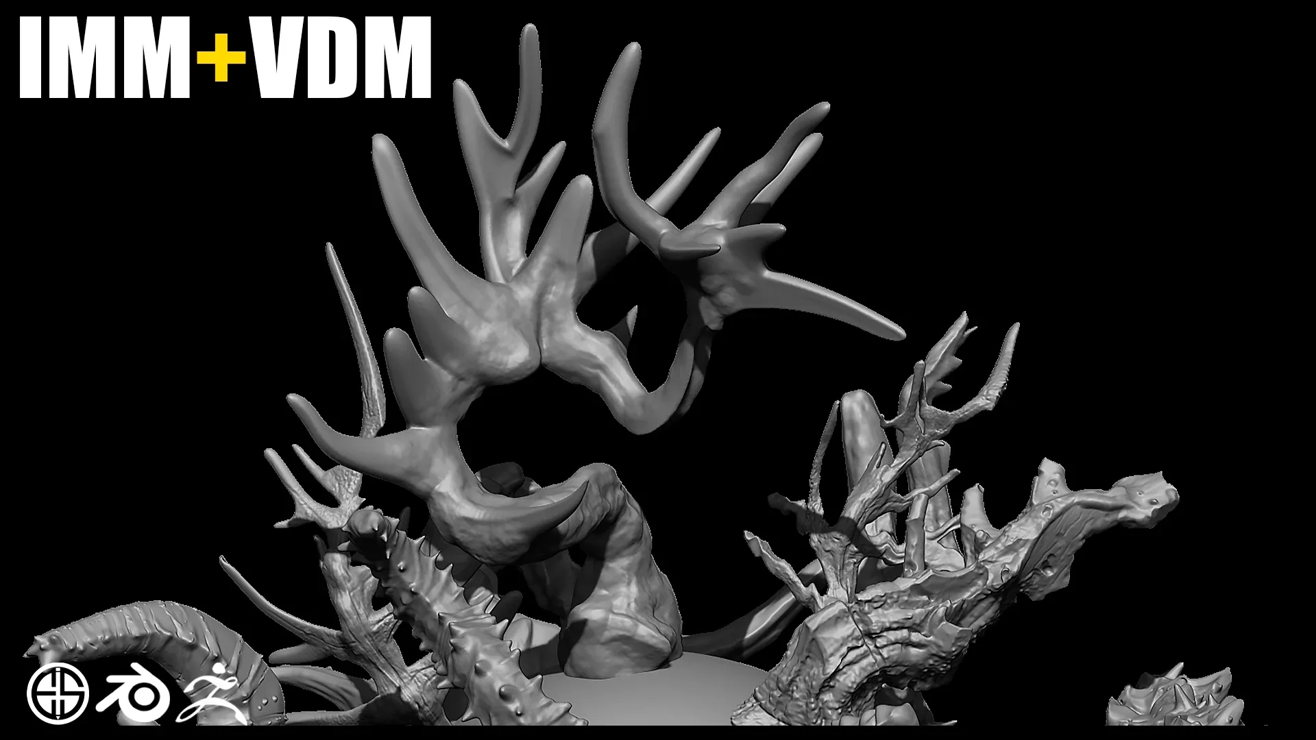 90 HORN IMM + VDM BRUSH SET - Zbrush + Blender Brushes - Vol 01