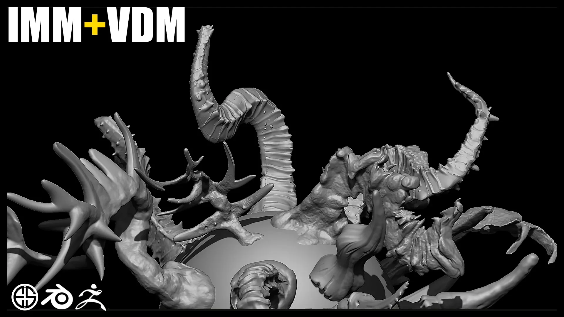 90 HORN IMM + VDM BRUSH SET - Zbrush + Blender Brushes - Vol 01