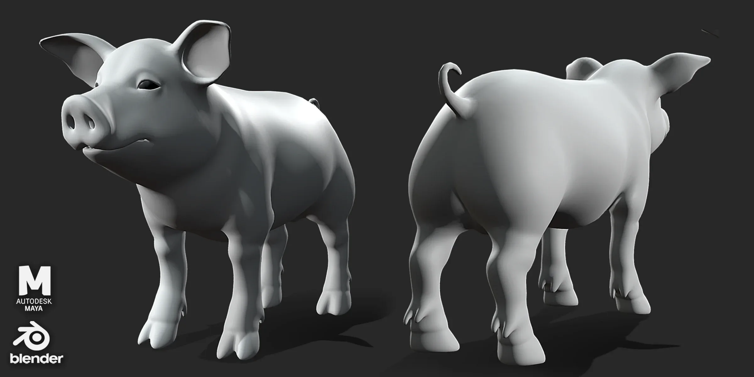 Baby Pig BaseMesh - Topology + UV Map