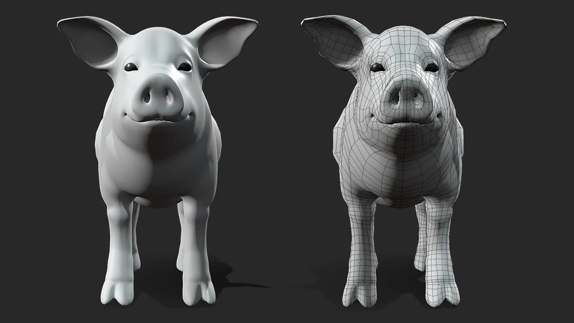 Baby Pig BaseMesh - Topology + UV Map