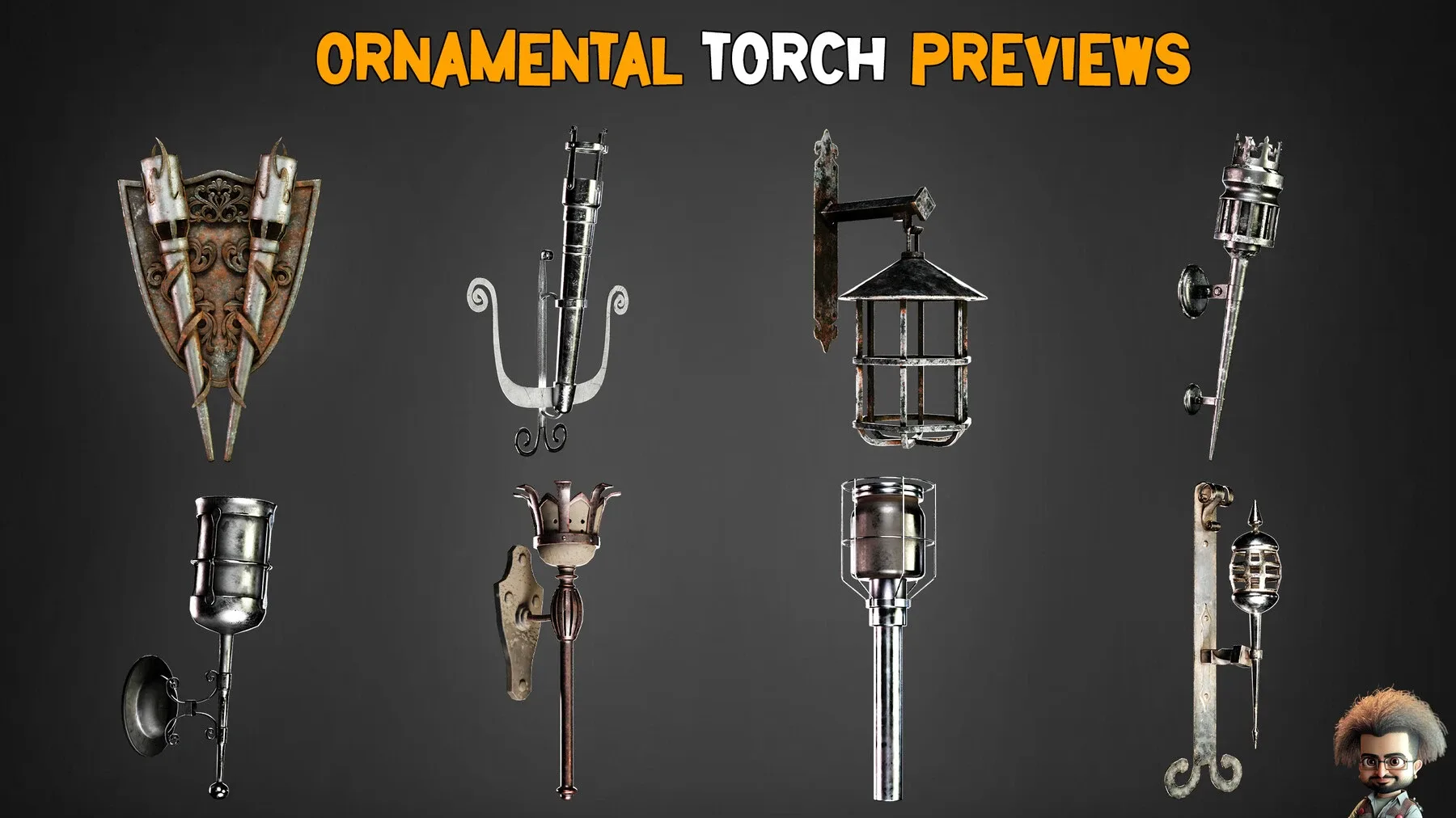 50 Ornamental Torches Models + Texture